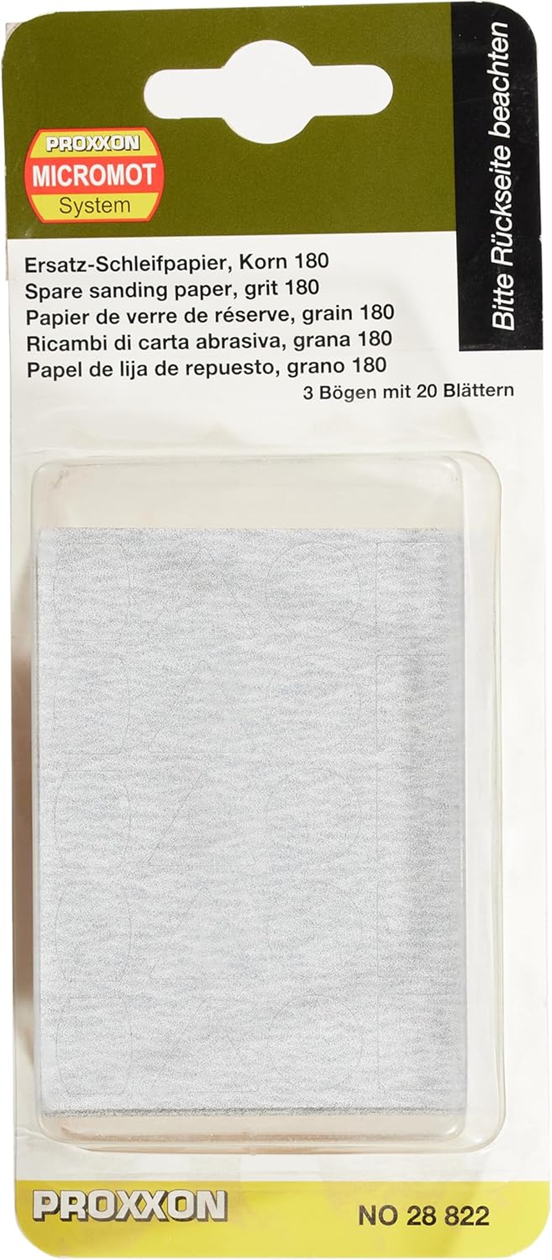 PROXXON 28822 3 Sheets of 180 Grit Sandpaper for PS 12 (20 Pads), White