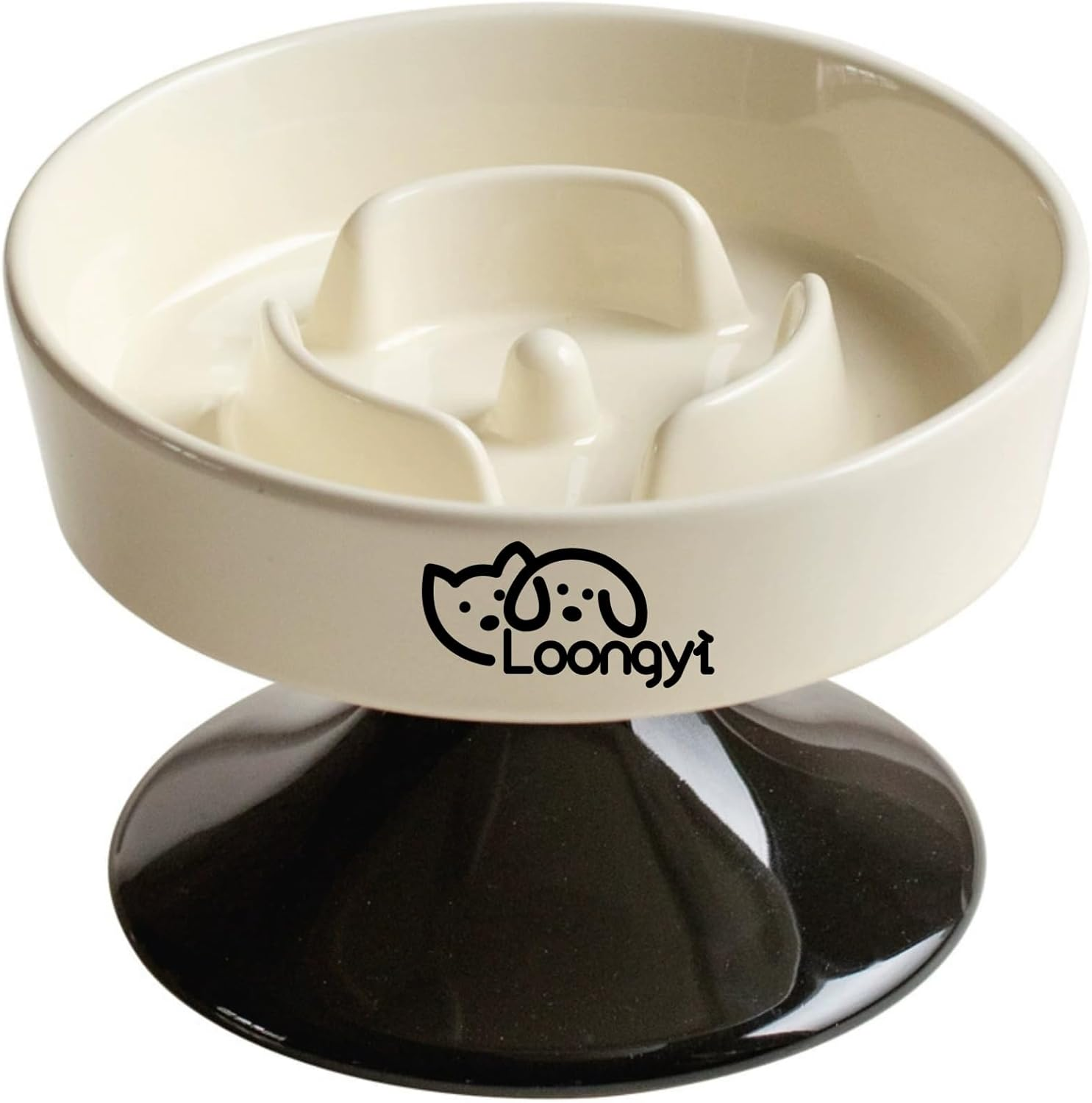 Ceramic Elevated Pet Slow Feeder Bowl - 400G Capacity Anti-Choke Cat & Dog Food Dish - Neck Protection Cat Dog Meal Plate image number 2