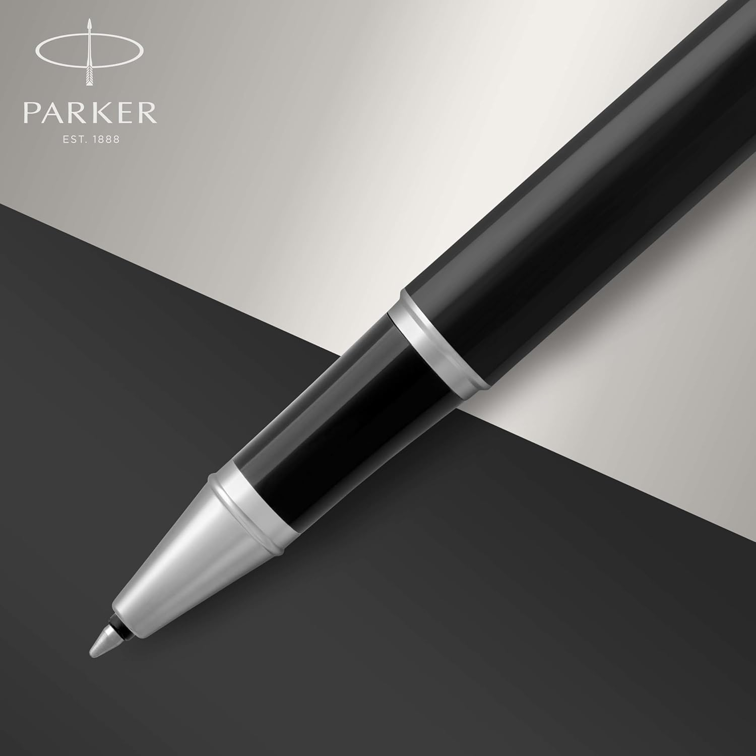 Parker IM Rollerball Pen, Black Lacquer Chrome Trim with Fine Point Black Ink Refill, Gift Box (1931658) image number 6
