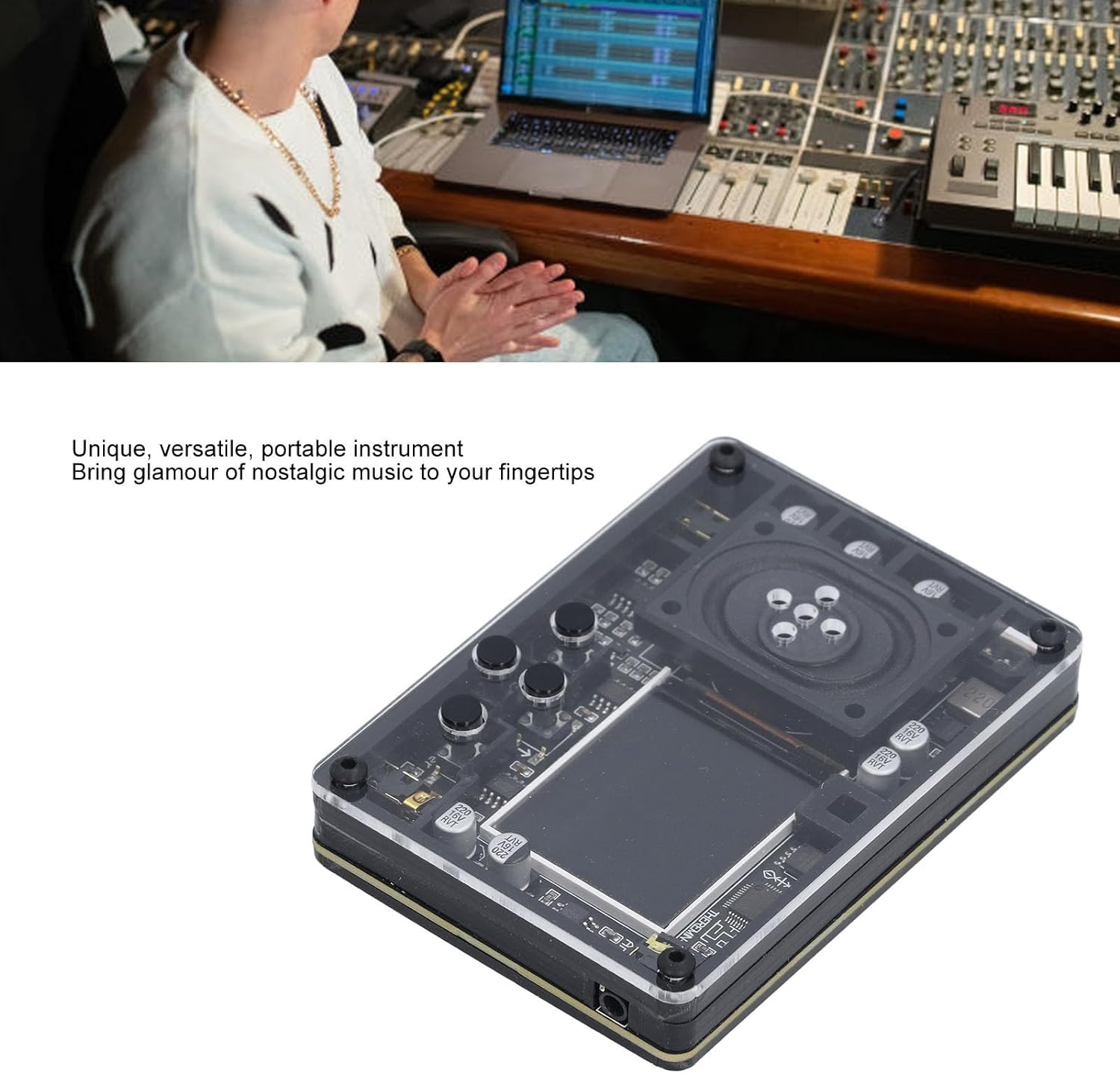 Mini Theremin Musical Electronic Creative Instrument, Adjustable Tune Settings, Highly Interactive Screen Display, Unique Portable Musical Instrument Gift image number 3