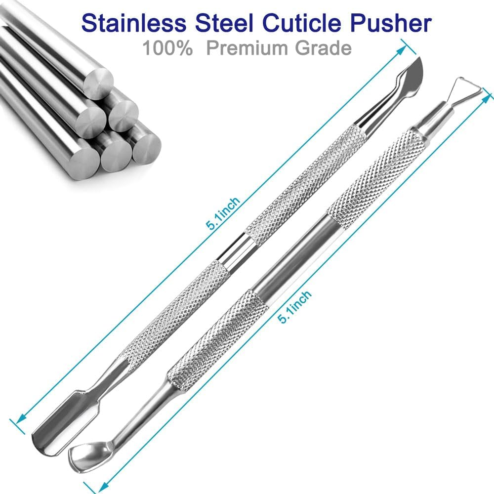 Pingispower Cuticle Pusher Set, 2PCS Professional Grade Stainless Steel Cuticle Cutter and Cuticle Remover Tools, Durable Manicure Kit and Pedicure Tool for Fingernails and Toenails image number 4