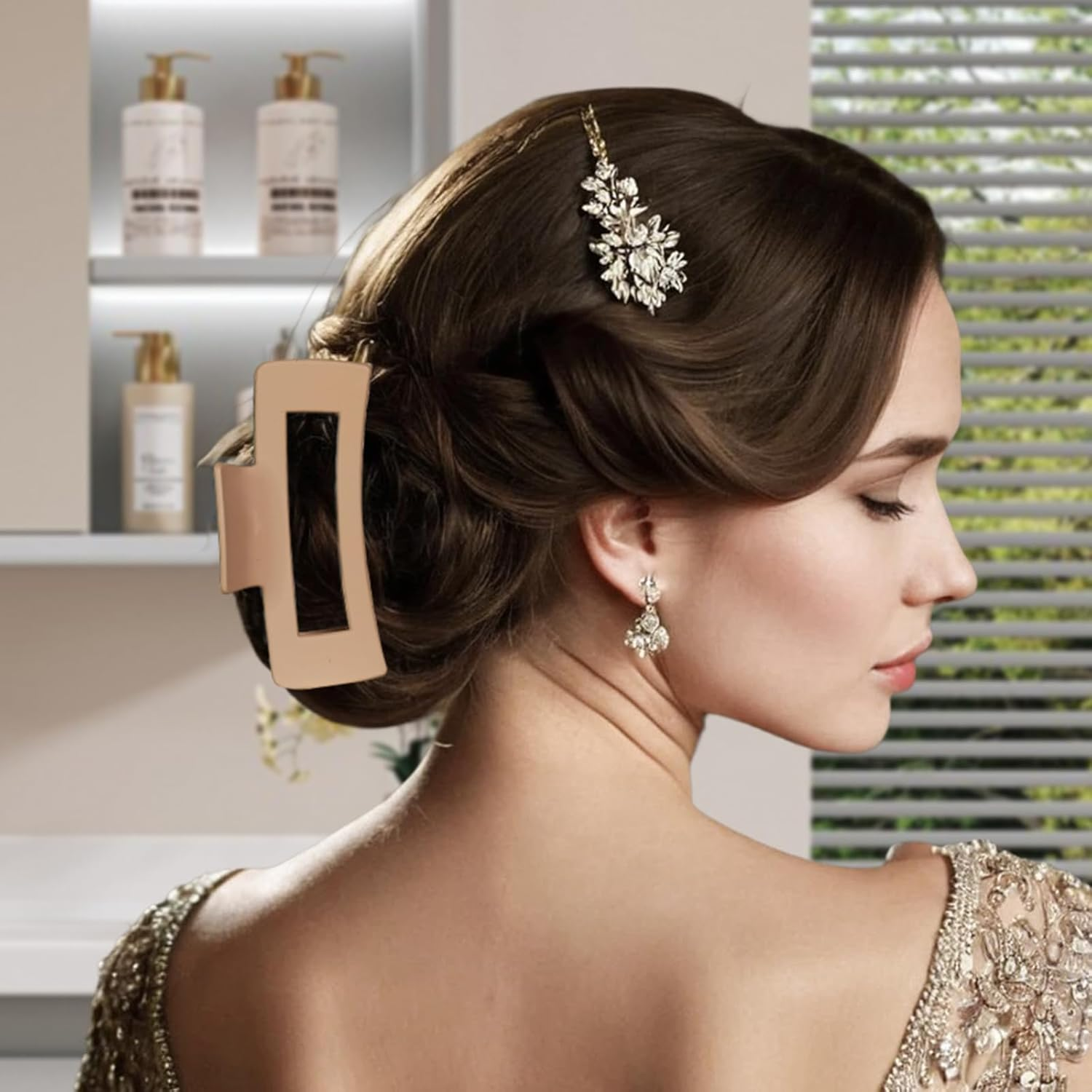 Yaqulen 7-Piece Spa Set, Facial Headband, Spa Headband and Wristband Set, Skincare Headband, College Style Girl Gift, Hair Accessories for Women and Girls(Khaki)