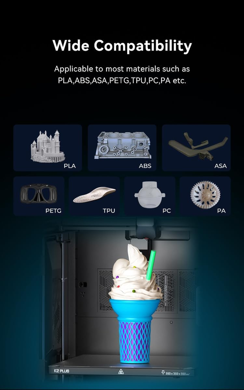 Creality Upgraded K2 plus PEI Frosted Build Plate Kit (370 * 370Mm), without Magnetic Flexible Steel Plate, Excellent Heat Resistance, 3D Printer Platform for K2P image number 5