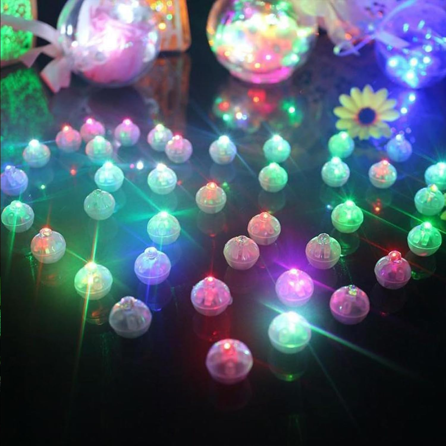 Roselee Pack of 60 LED Balloons Lights, Mini LED Light Balls, round Balloon Lights, Mini Colourful for Paper Lantern, Birthday, Wedding, Halloween, Christmas, Party, Decoration, Carnival, New Year image number 2