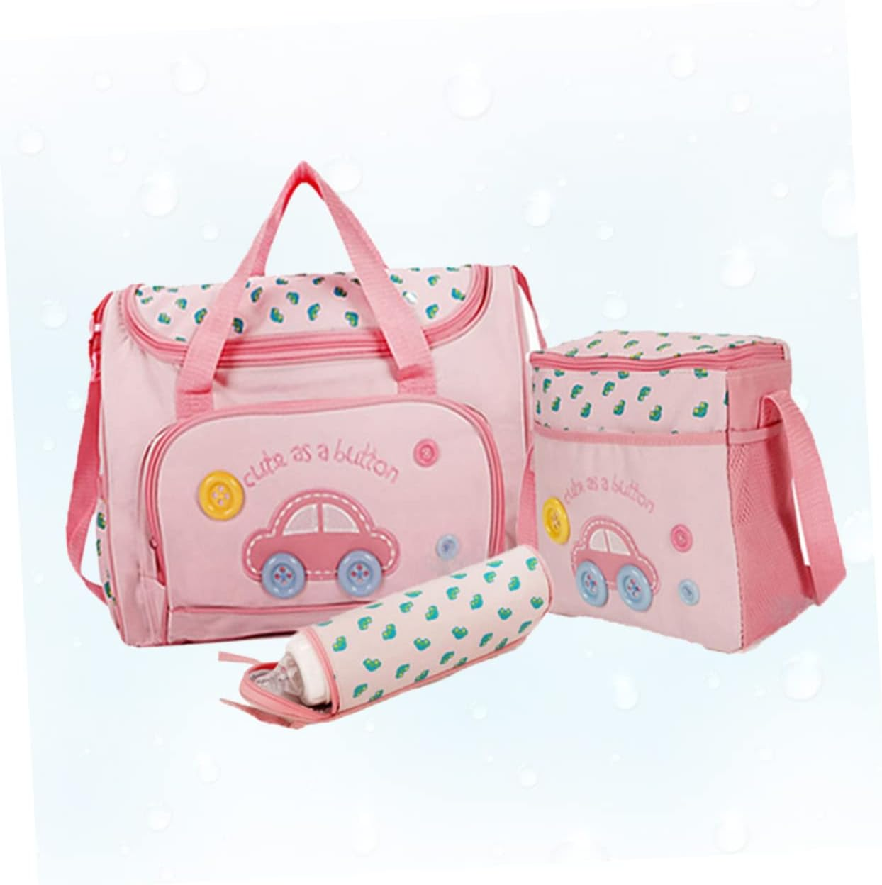 SECFOU Multi-Function Diaper Bag Set Large Capacity Tote Changing Pad Travel Handbag for Mums Includes Bag and Bottle Holder Stylish Car Pattern image number 6