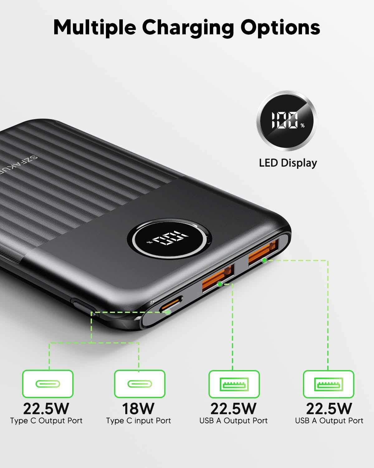 Portable Charger,Ultra Slim 10000Mah 22.5W Power Bank,Usb C In/Output Fast Charging Mini Battery Pack Compatible with Iphone 16 15 14 Samsung S23 S22 S21 Google Ipad Etc (Black) image number 2