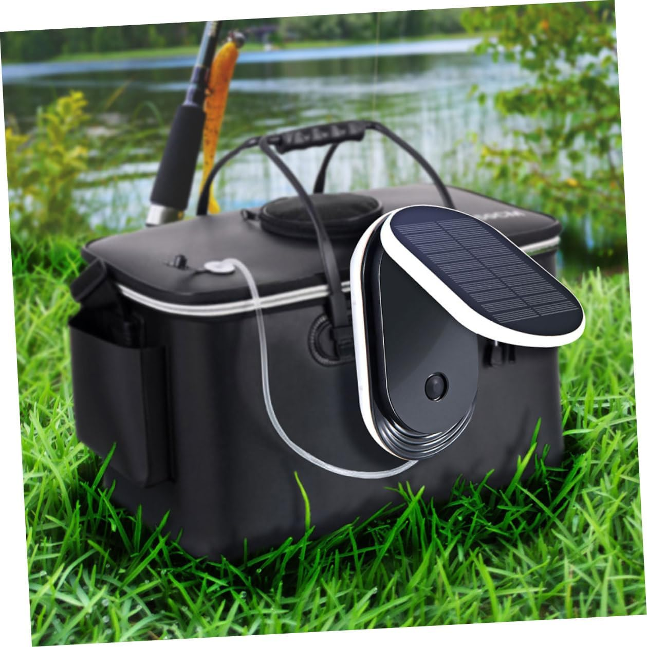 INOOMP Solar Oxygen Aerator Pump Portable Lightweight Solar-Powered Fish Tank Aeration Tool for Outdoor Garden Fish Tank Oxygenation Housewarming