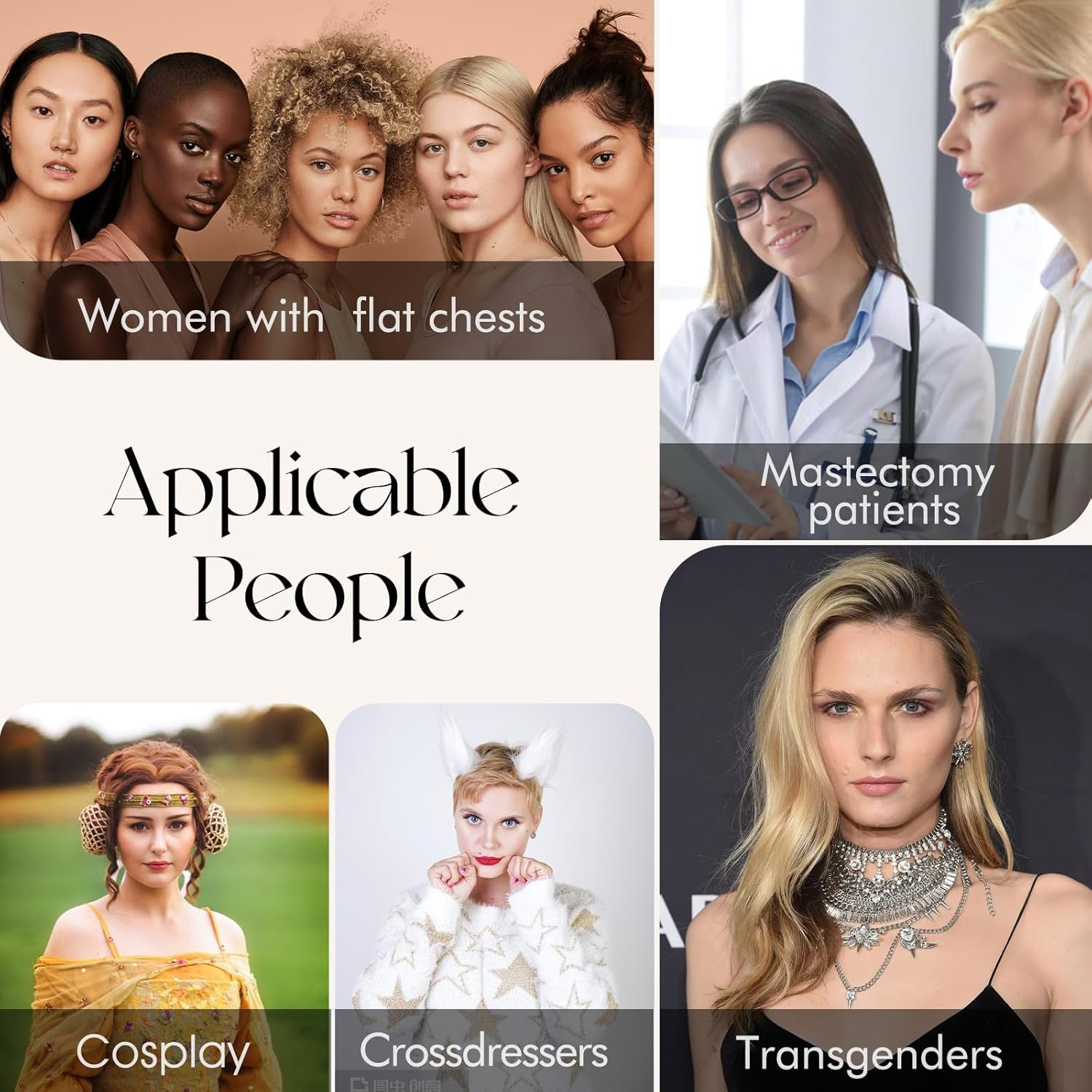 Vollencn Straps on Silicone Breast Forms,Fake Breast with Straps for Mastectomy Patient Crossdresser Transwomen Cosplay image number 1