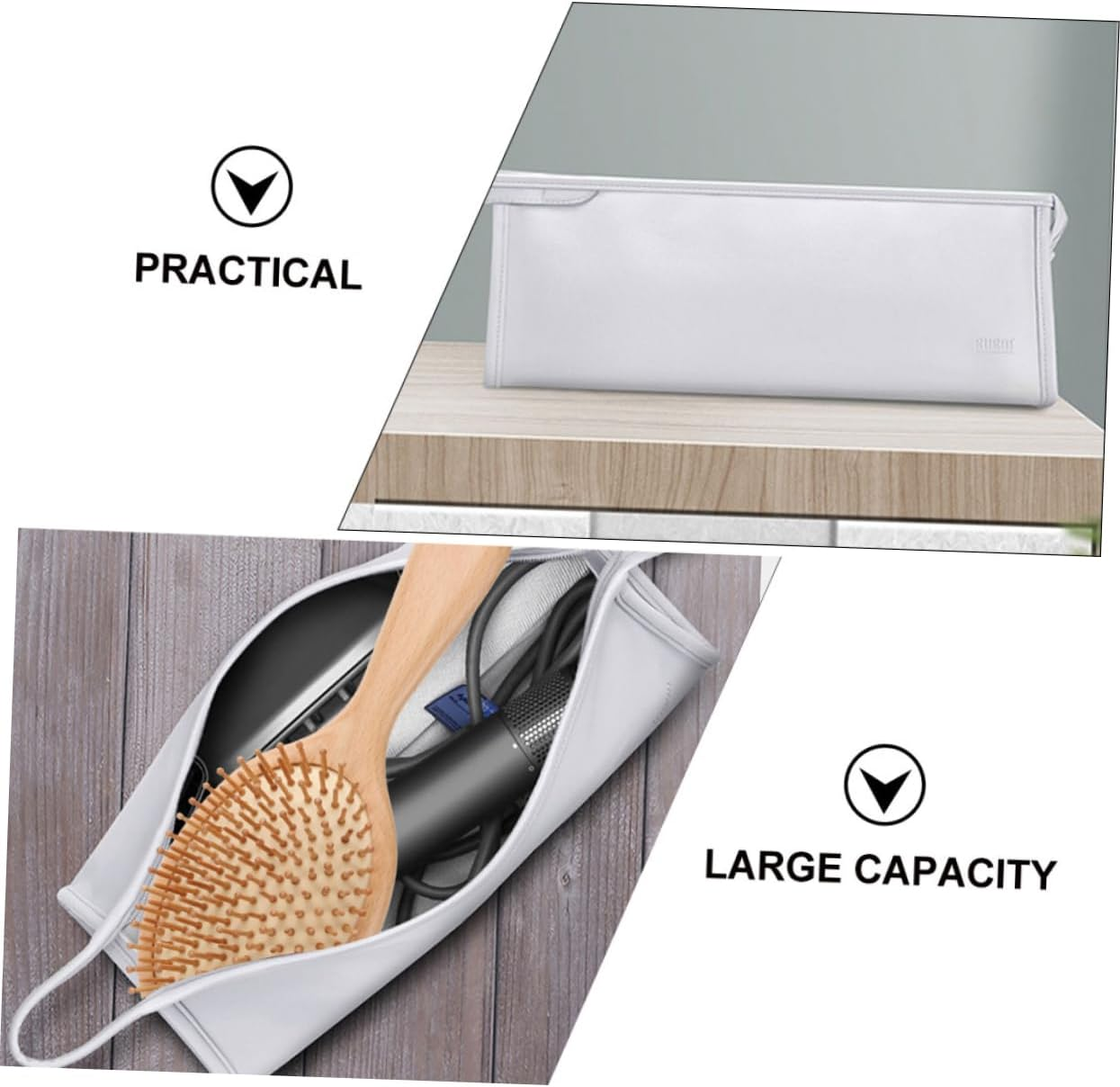 ERINGOGO Hair Dryer Case Lanyard Silver Portable Storage Pouch for Hair Curler and Curling Iron Accessories Lightweight Organizer for Travel and Home Use image number 3