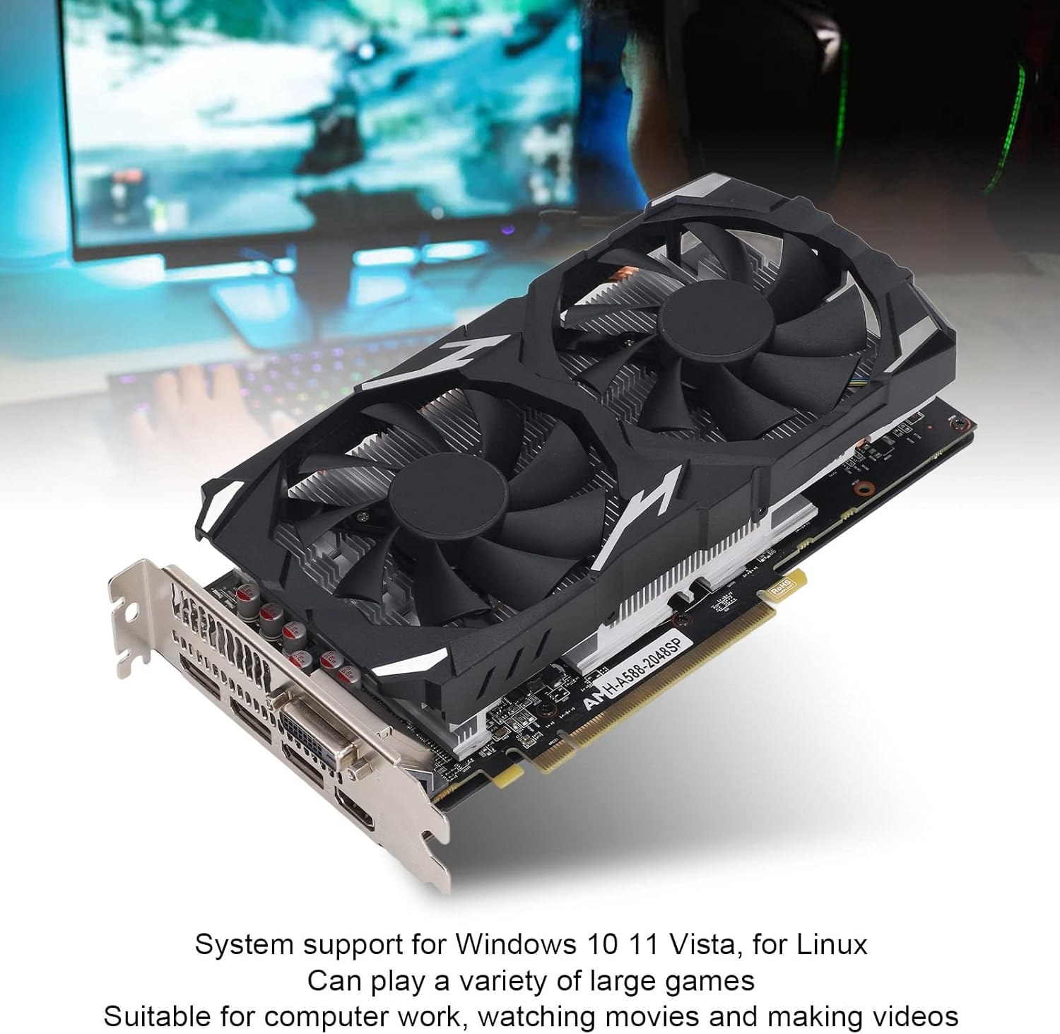 8GB Graphics Card, DDR5 256Bit Computer Graphics Card for Gaming PC, DP HDMI DVI Output, Gaming Graphics Card for Windows 10 11 for Linux (RX580 8GB GDDR5 256BIT) image number 4