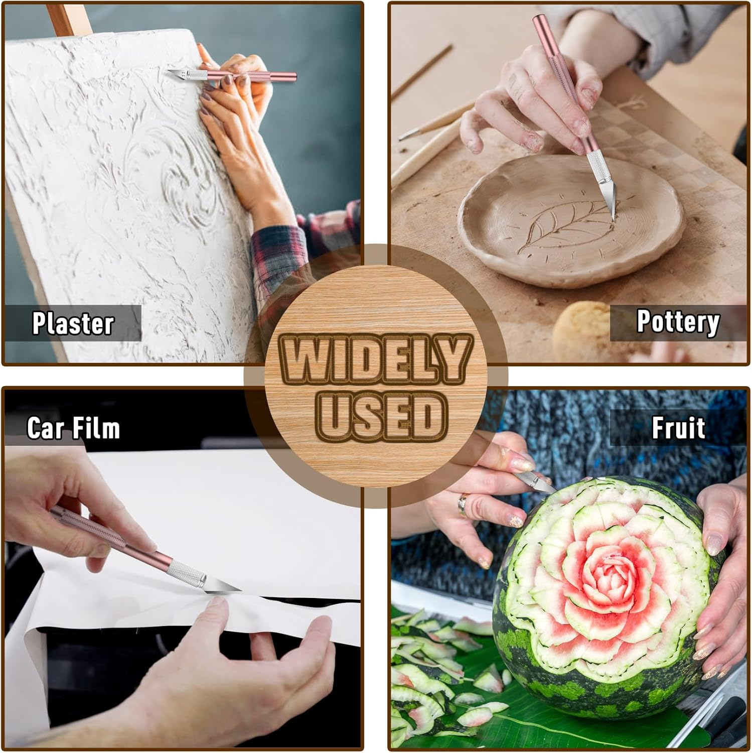 DIYSELF 2 Pack Exacto Knife for Crafting, Art, Hobby Knife for Fondant, Craft Knife Exacto, Precision Knife for Crafts, Leather, Art Knife Set, Exacting Knife Set with Extra 20 Blades #11 (Pink) image number 3