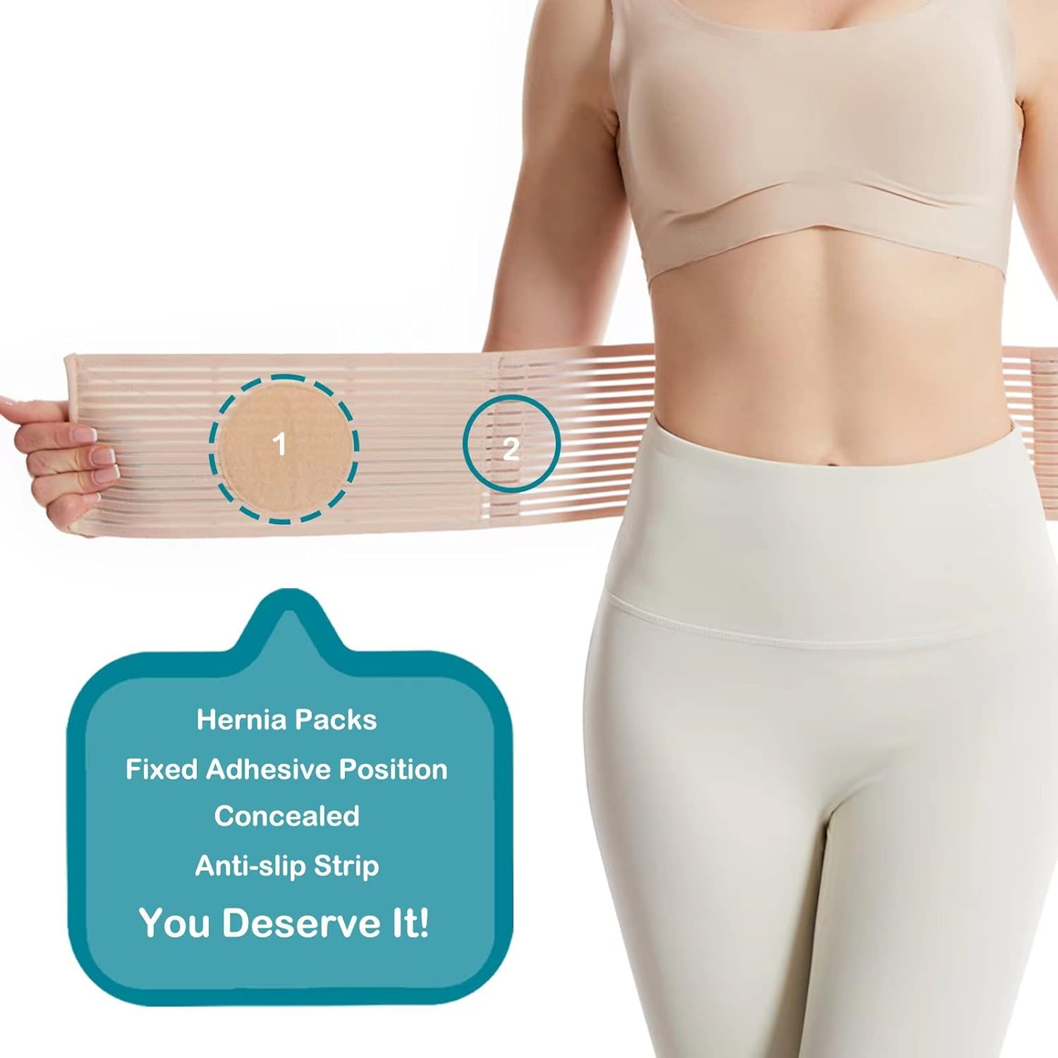 Umbilical Hernia Belt | Abdominal Hernia Belt for Men & Women | Belly Button Umbilical Hernia Binder W/ 2 Hernia Compression Pads | Ventral, Epigastric & Post Surgery Support Belts