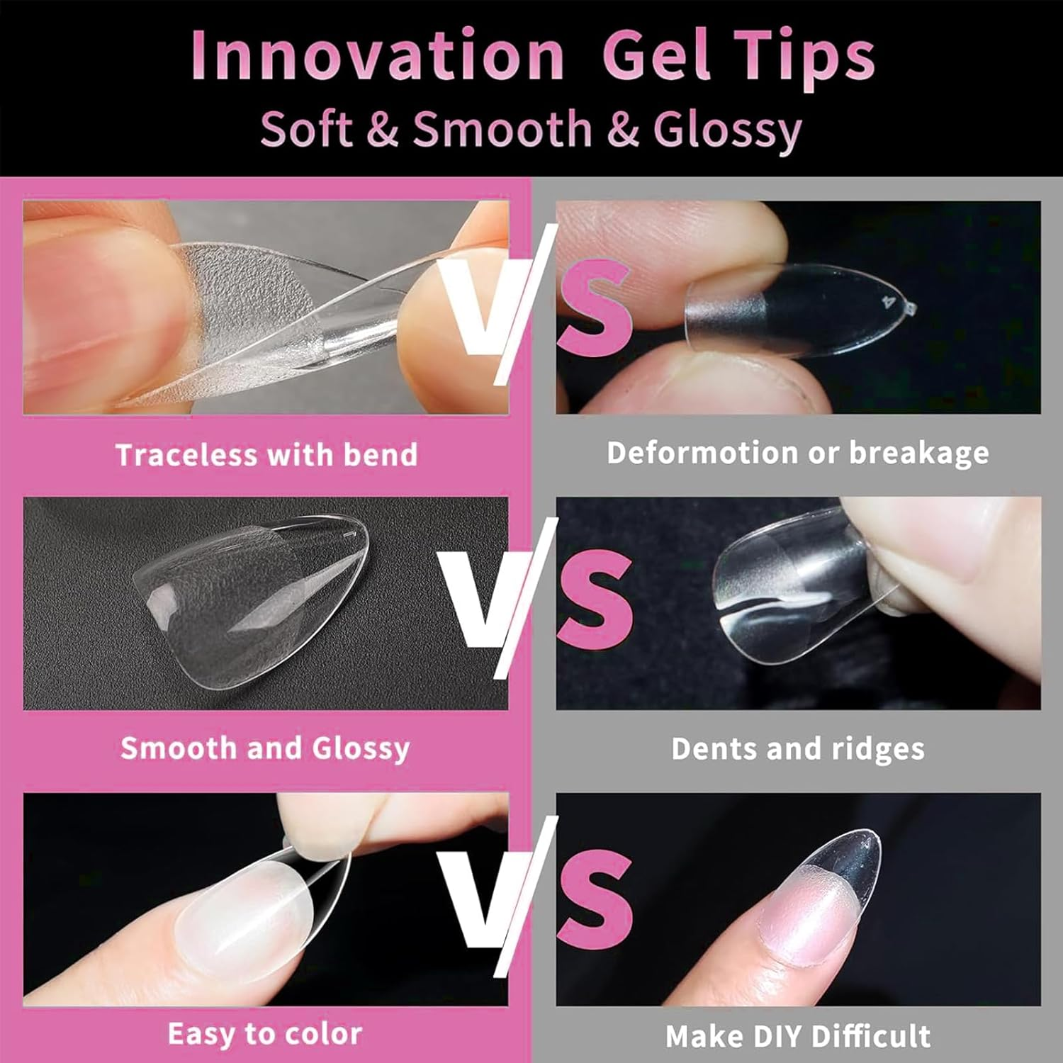 Gaivek 600 Pcs Medium Square Nail Tips, Full Cover Gel Press-On False Nails, Pre-Shaped French Nail Tips for Extension, Fake Nails Kit for DIY Manicure and Salon Use, 10 Sizes image number 4