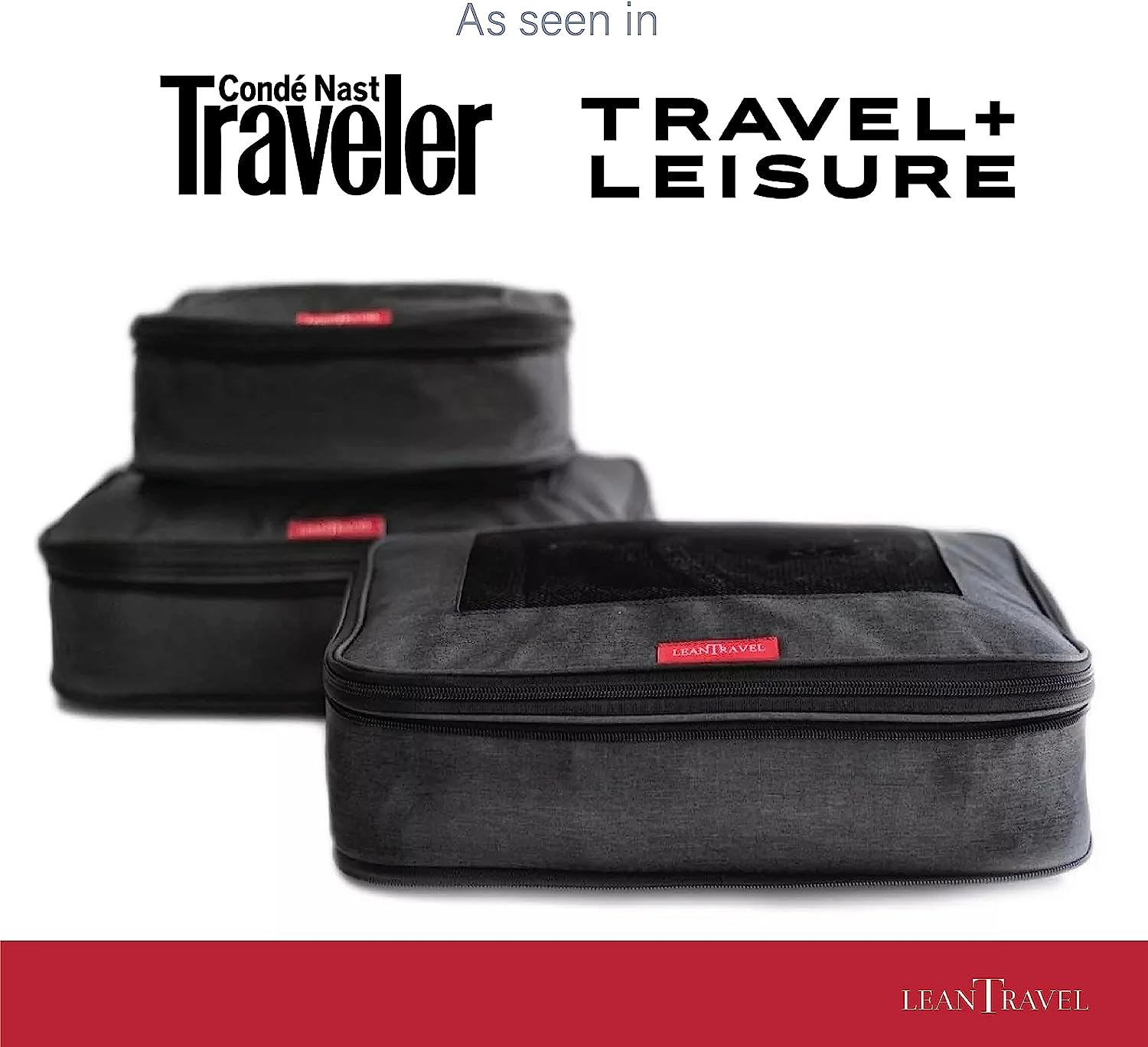 Leantravel Compression Packing Cubes Luggage Organizers for Travel W/Double Zipper (6) Set - Color Black - Grey image number 4