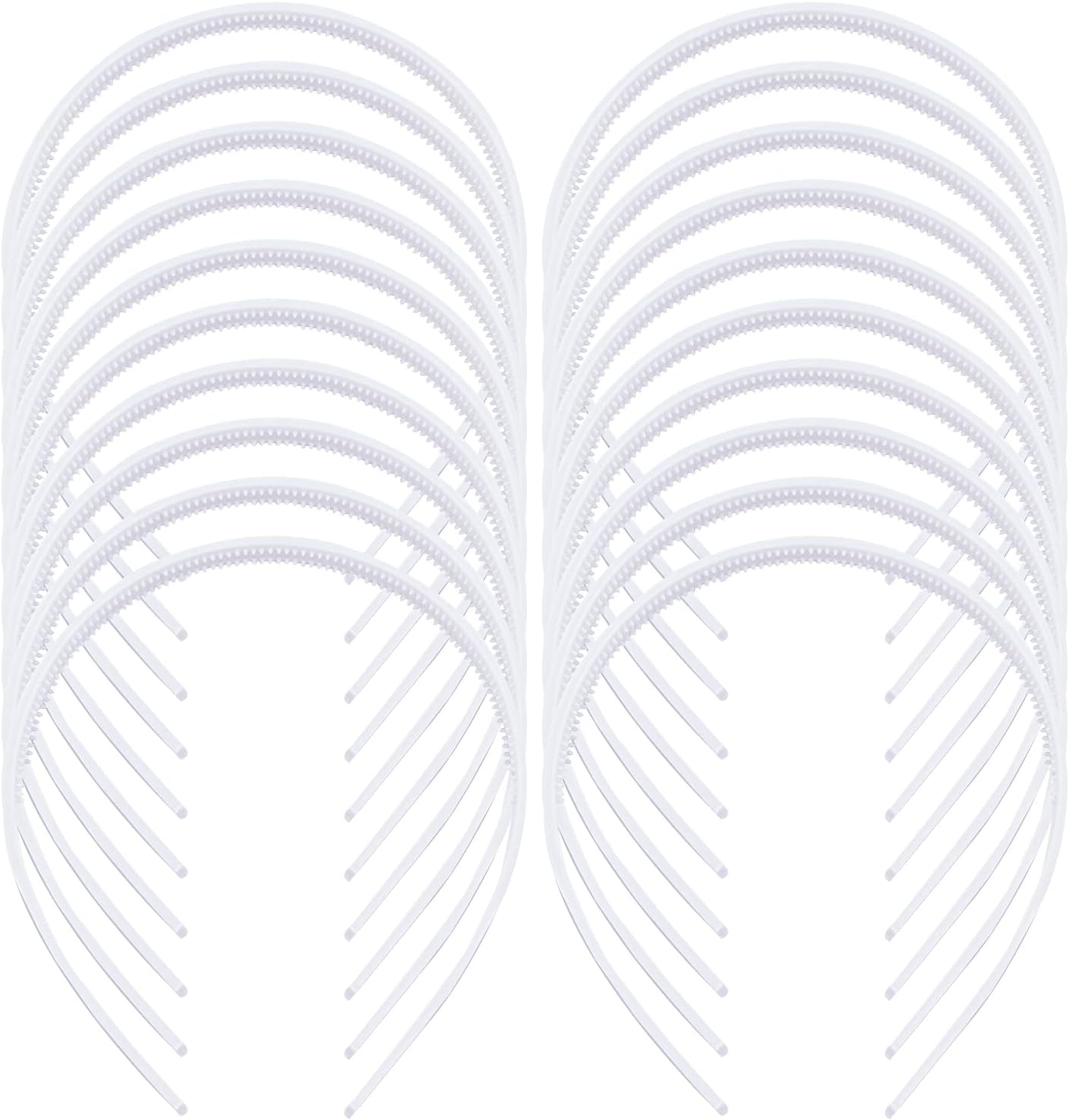 20 Pack White Plain Blank 1CM Slim Thin Hard Plastic Headband Hairband Elastic Hair Hoop Holder Clasp Tiara Crown Headpiece Crafting DIY Accessories for Women Girl image number 5