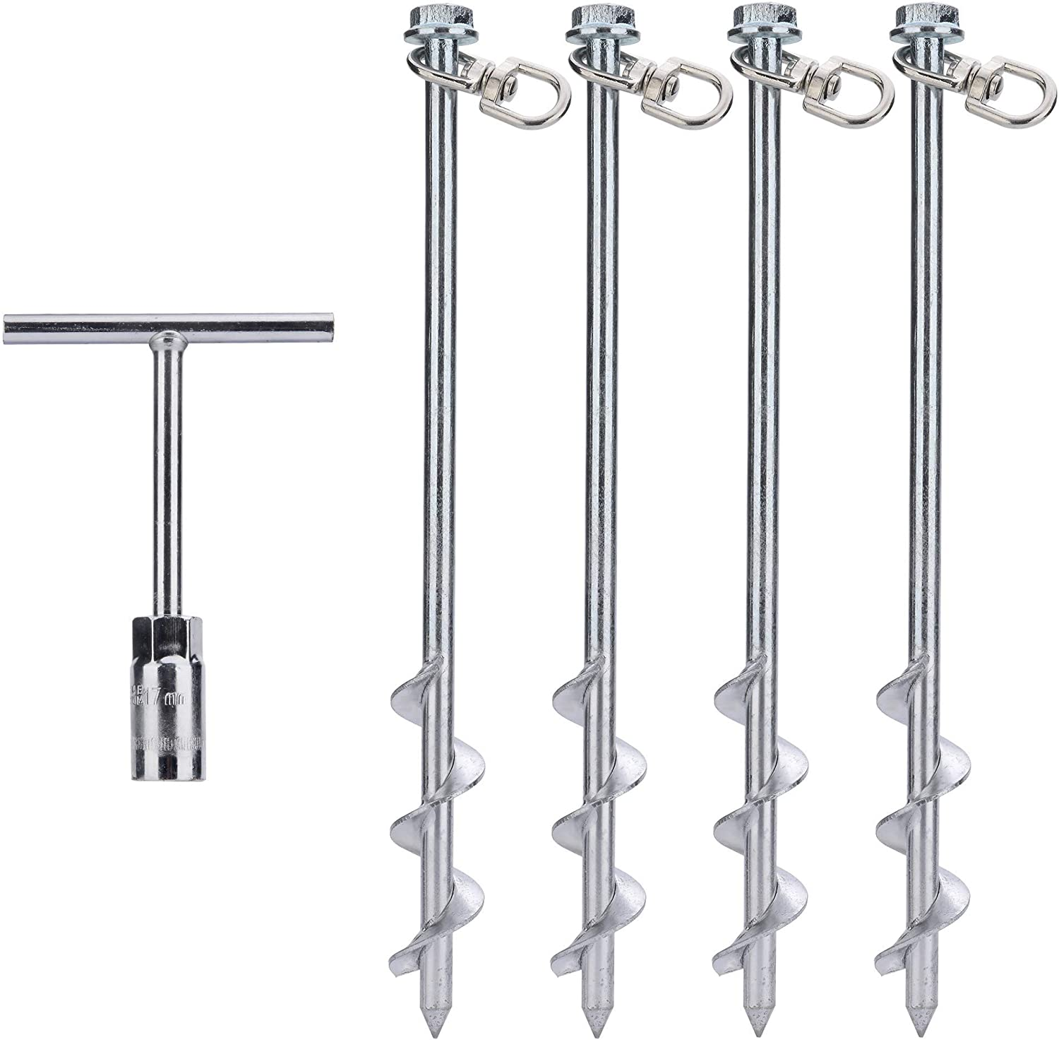 Ground Anchors Screw in - 12 Inch Set of 4 - Tent Stakes Heavy Duty - Trampoline Anchor Kit - Earth Anchor - Swing Set Anchors for Metal Swing Set - Trampoline Stakes Anchors High Wind image number 5