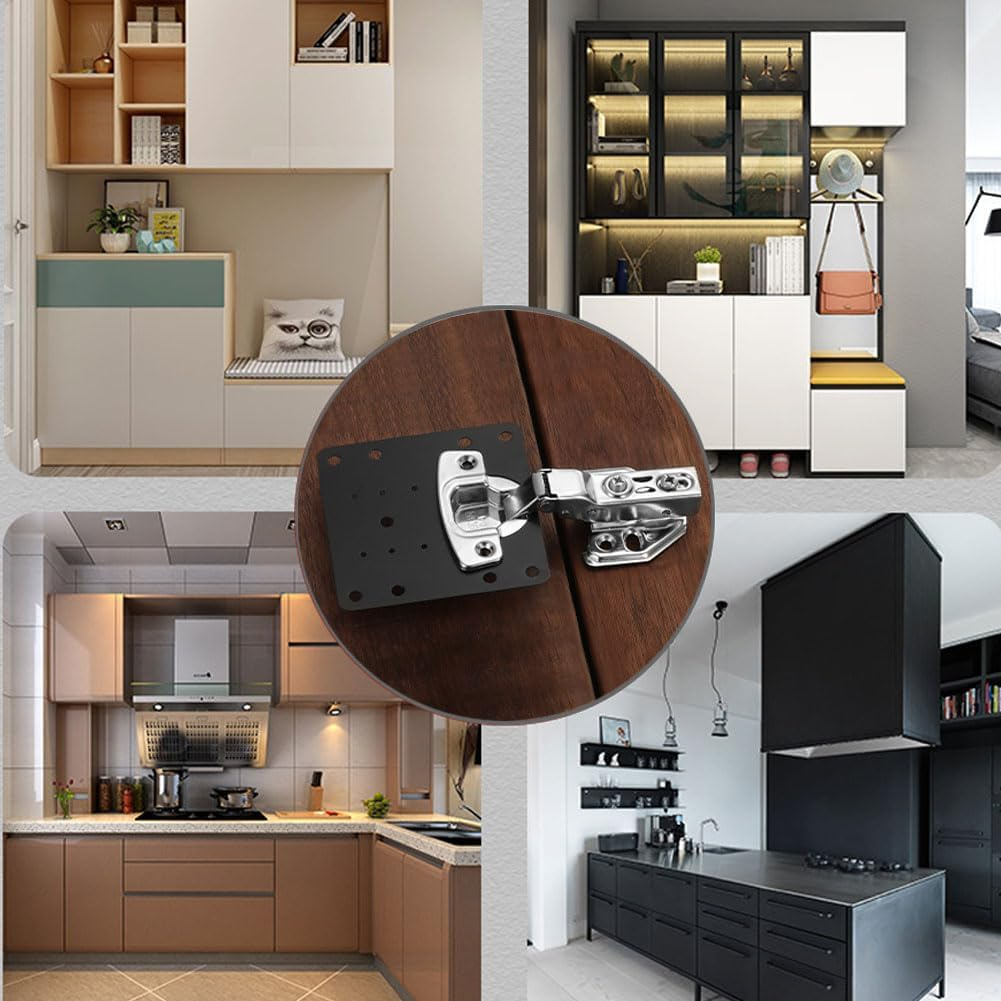 3PCS Stainless Steel Cabinet Door Hinge Repair Plate Furniture Cabinet Door Hinge Fixed Installation Hinge Hole Repair Artifact with Screws (Black) image number 5