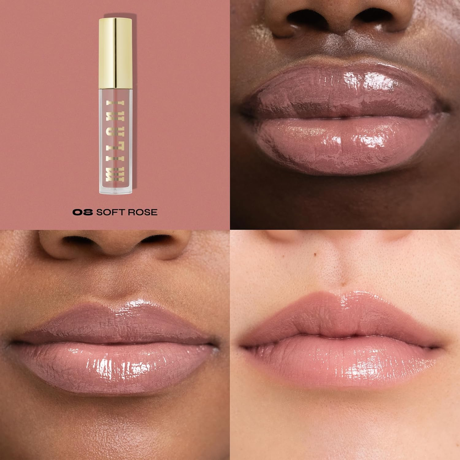 Milani Lip Gloss, Keep It Full Nourishing Lip Plumper with Hyaluronic Acid & Peptides for Soft, Fuller-Looking Lips (0.13 Fl. Oz.) Soft Rose - Nude image number 4