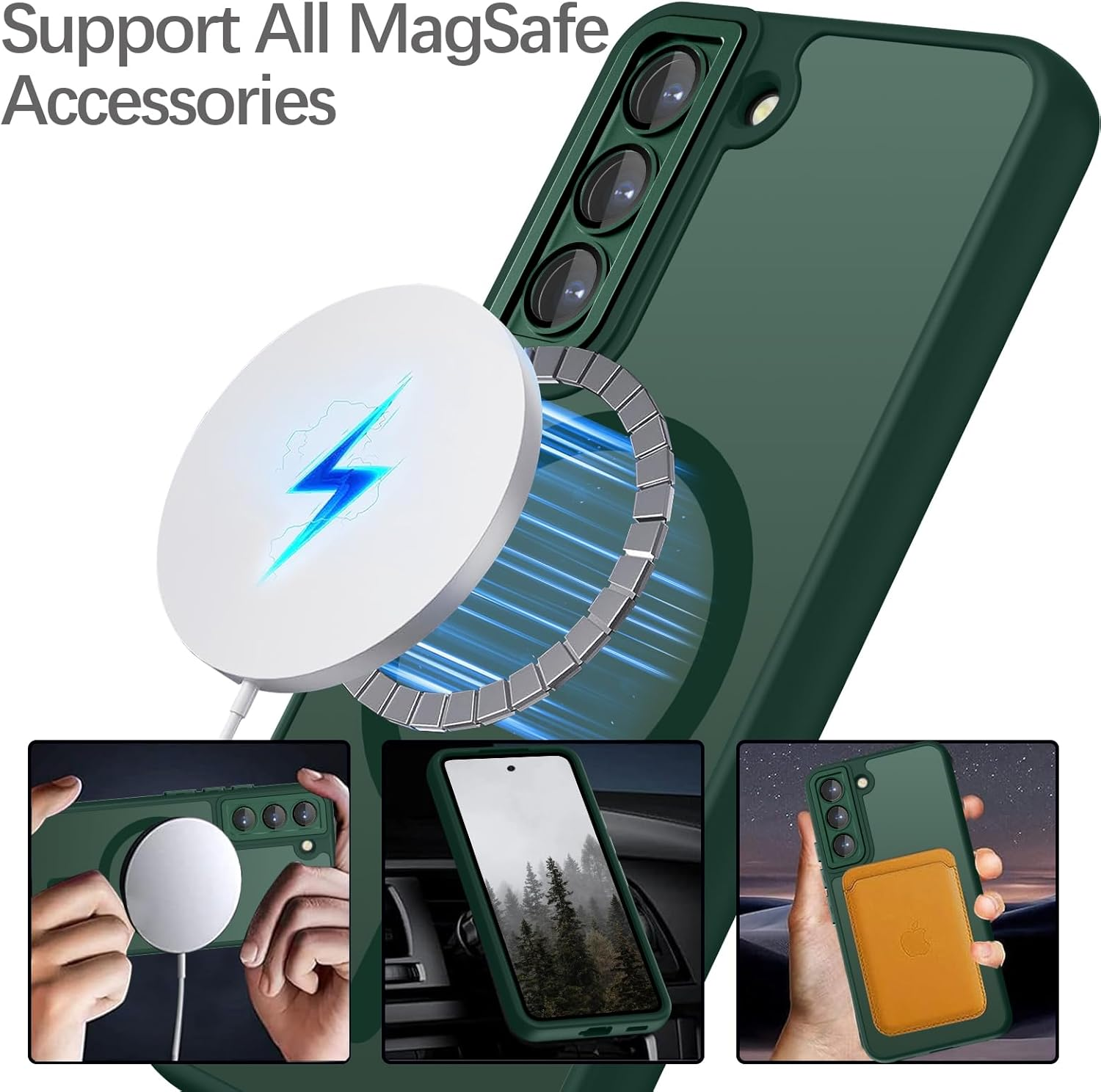 Case for Samsung Galaxy S22 Plus, Compatible with Magsafe, Mobile Phone Case for Samsung Galaxy S22 Plus, Magnetic Matte Touch Camera Protection, Non-Slip, Scratch-Resistant, Protection, Shockproof