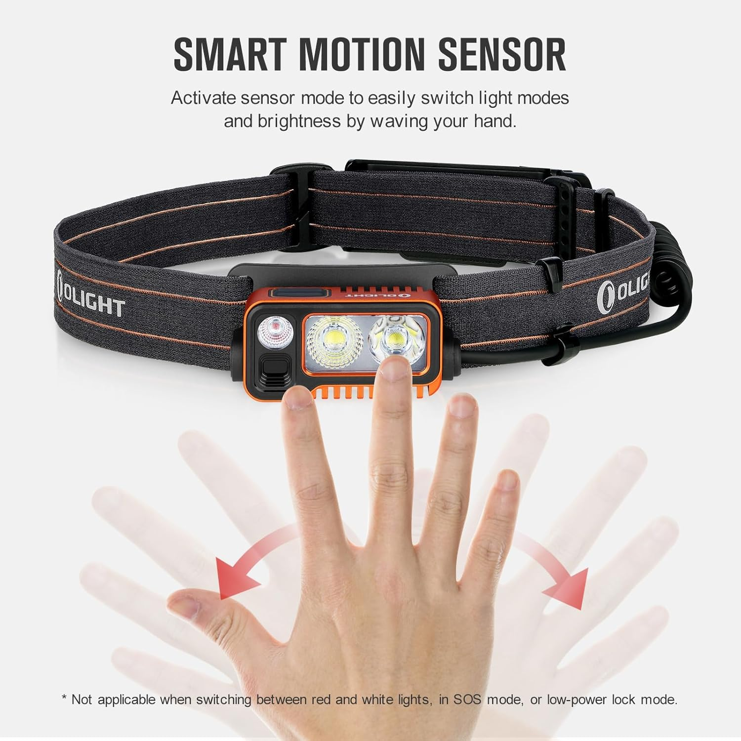 Olight Array 2 Pro LED High Performance Headlamp Rechargeable Max 1500 Lumens Smart Motion Sensor Function Headlight IPX4 Waterproof (Orange) image number 5