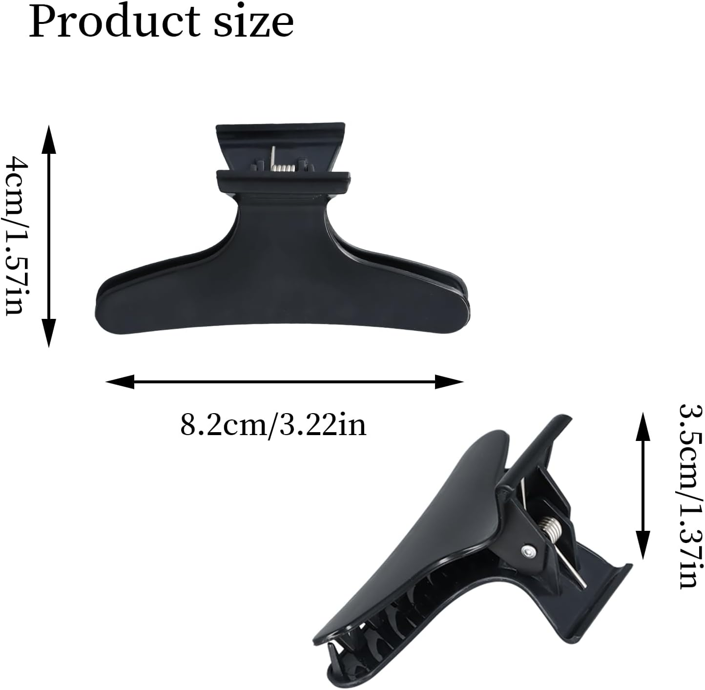 12 Pcs Black Butterfly Hair Claw Clips, Salon Hair Claw Hairdresser Clamp Black Clip Barrettes, Hairdresser Styling Accessories for Women & Girls image number 5