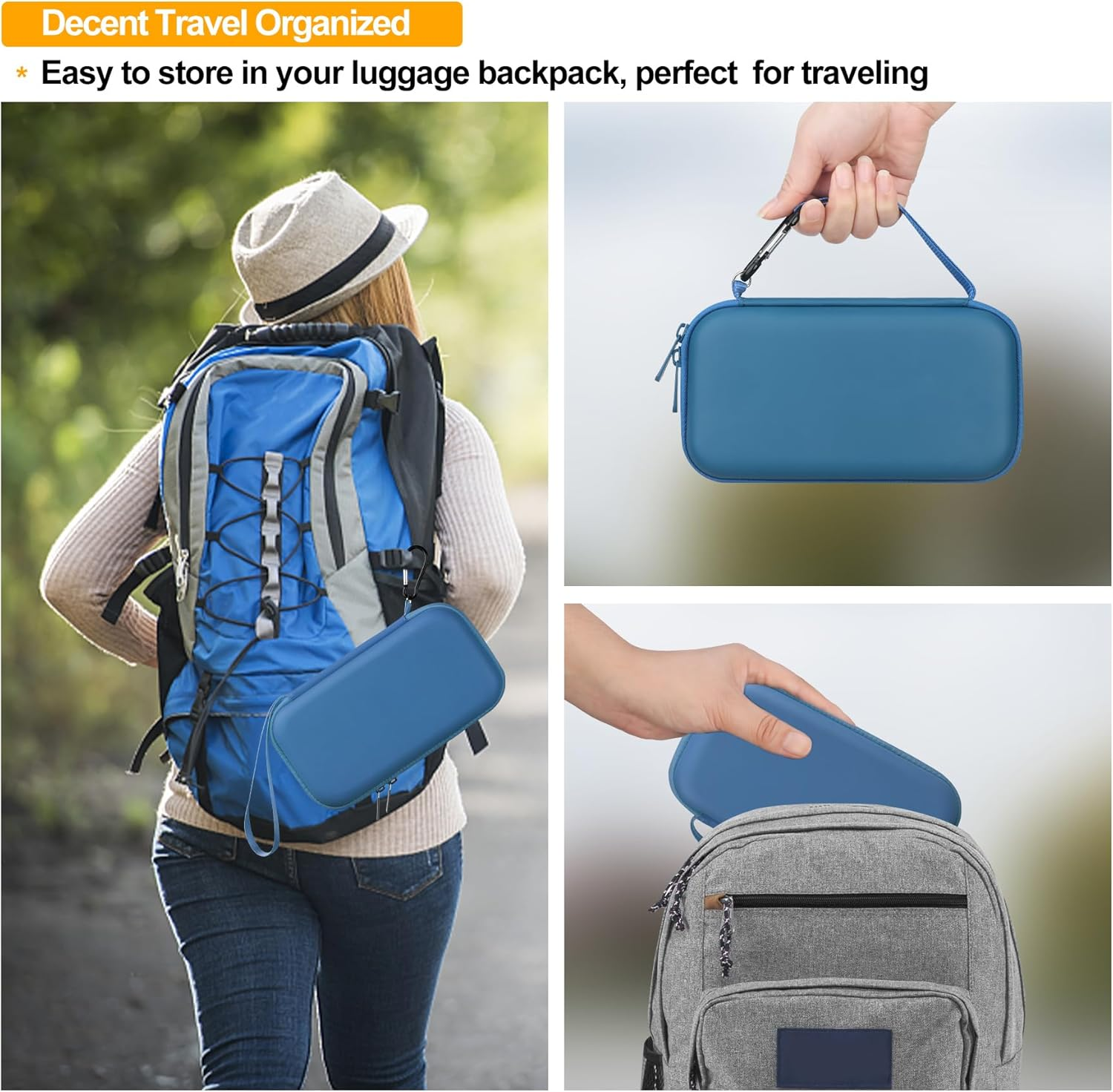 Elonbo Carrying Case ​For Asthma Inhaler, Inhaler Spacer for Kids and Adults, Masks, Inhaler Holder Asthma Travel Organize Bag, Pocket Fits Allergy Meds, Ventolin Inhaler, Blue (Case Only) - Blue image number 6