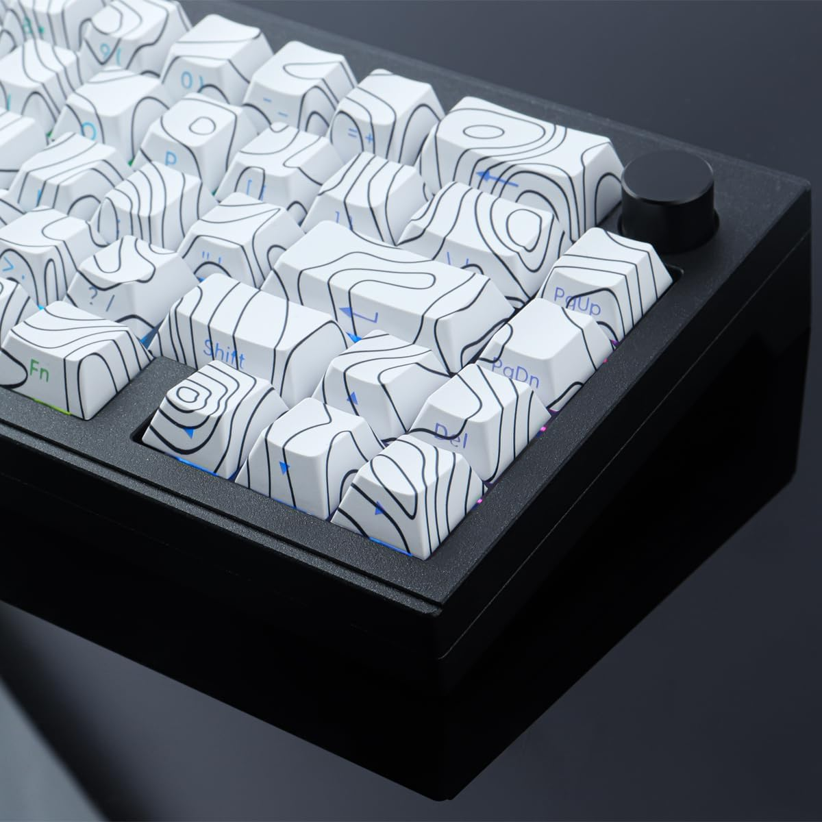 Tsungup Custom Keycaps,Pbt Side Printed Keycap Set - Shine Through,135 Keys Contour Line Cool Key Caps,Cherry Profile Keyboard Keycaps for Cherry MX Switches Mechanical Keyboards(White) - White image number 3