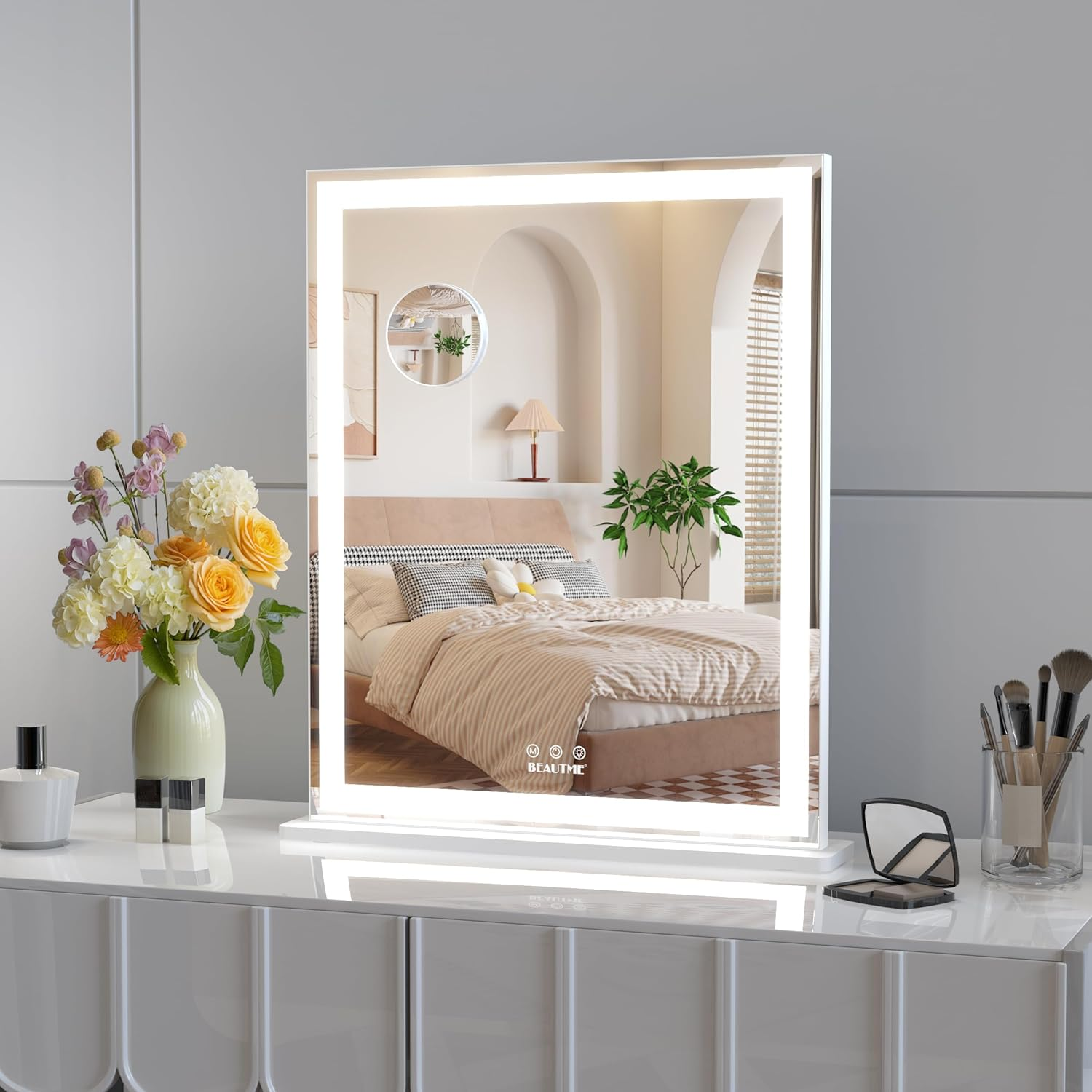 Vanity Mirror with Lights for Tabletop,Hollywood Lighted Makeup Mirror for Dressing Room & Bedroom,Big Desk Mirror Vanity, White, 600&times;150&times;507Mm