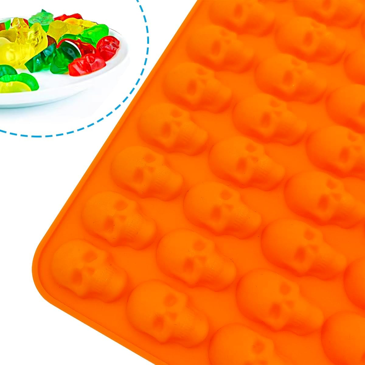 AFUNTA Mini Gummy Silicone Molds - 3 PCS Non-Stick Chocolate & Candy Mold with 3PCS Droppers for Jello, Cakes, Ice Cubes, Biscuits