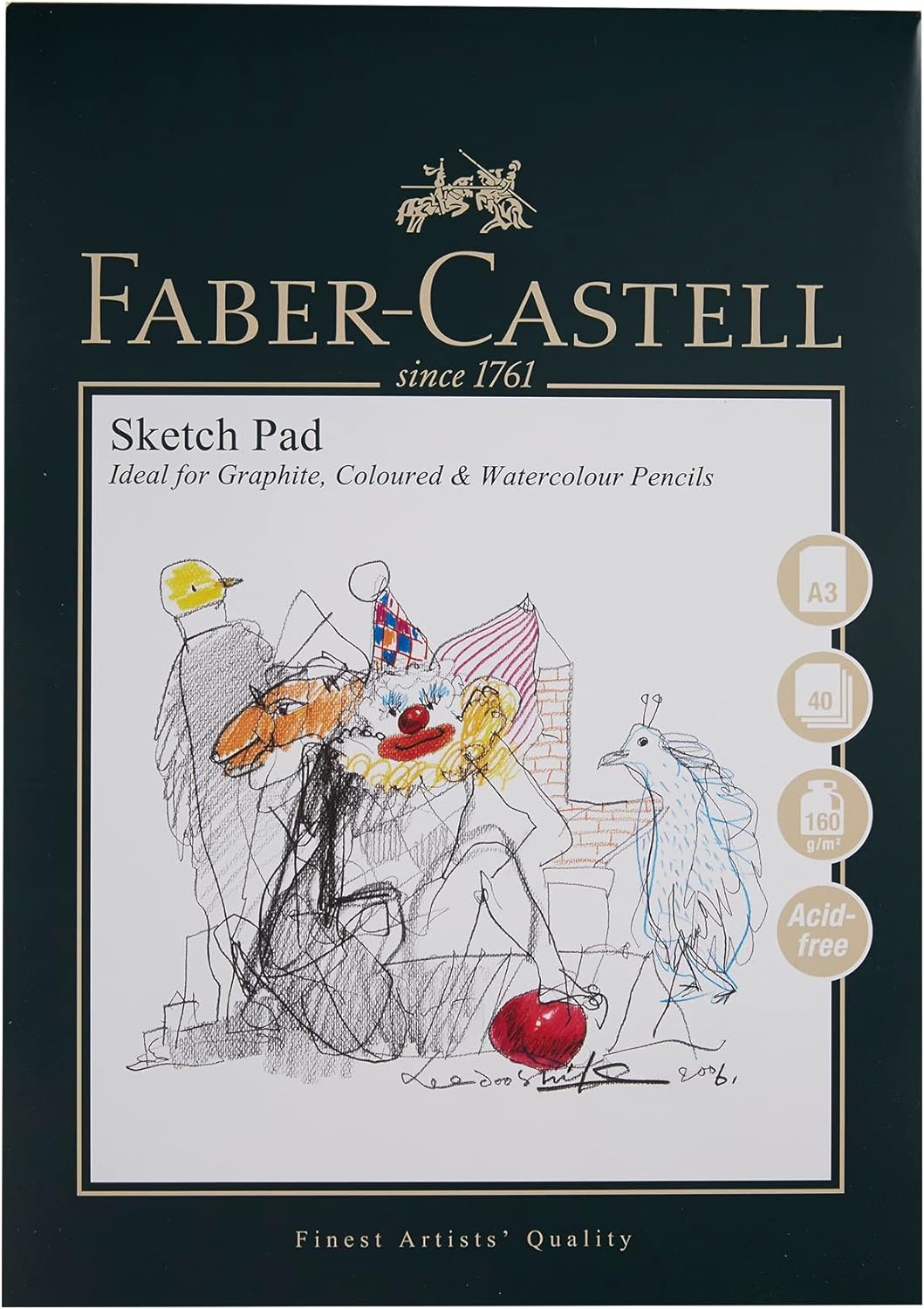 Faber-Castell Creative Studio Sketch Pad, A5, Acid Free Gummed Paper Pad 100 GSM, 50 Sheets for Graphite, Coloured Pencils, Charcoal, Sketching, Arts, Craft, Home and School image number 3