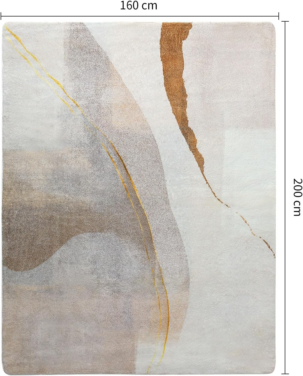 Cinknots Area Rugs Modern Living Room Rugs Anti-Skid Carpet Imitation Cashmere Rug for Bedroom Room Kitchen Home Decor Carpet Floor Mats (Brown/Gold) (160X200Cm) image number 5