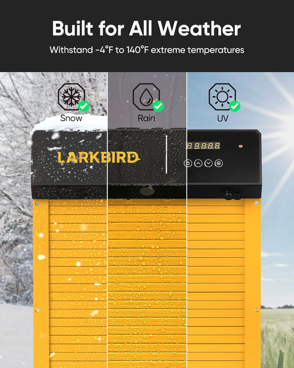 LARKBIRD Automatic Chicken Coop Door with Audio Recall Function, Solar Chicken Coop Door with Timer & Light Sensor, App Control Chicken Door with Anti-Pinch System (Yellow) image number 4