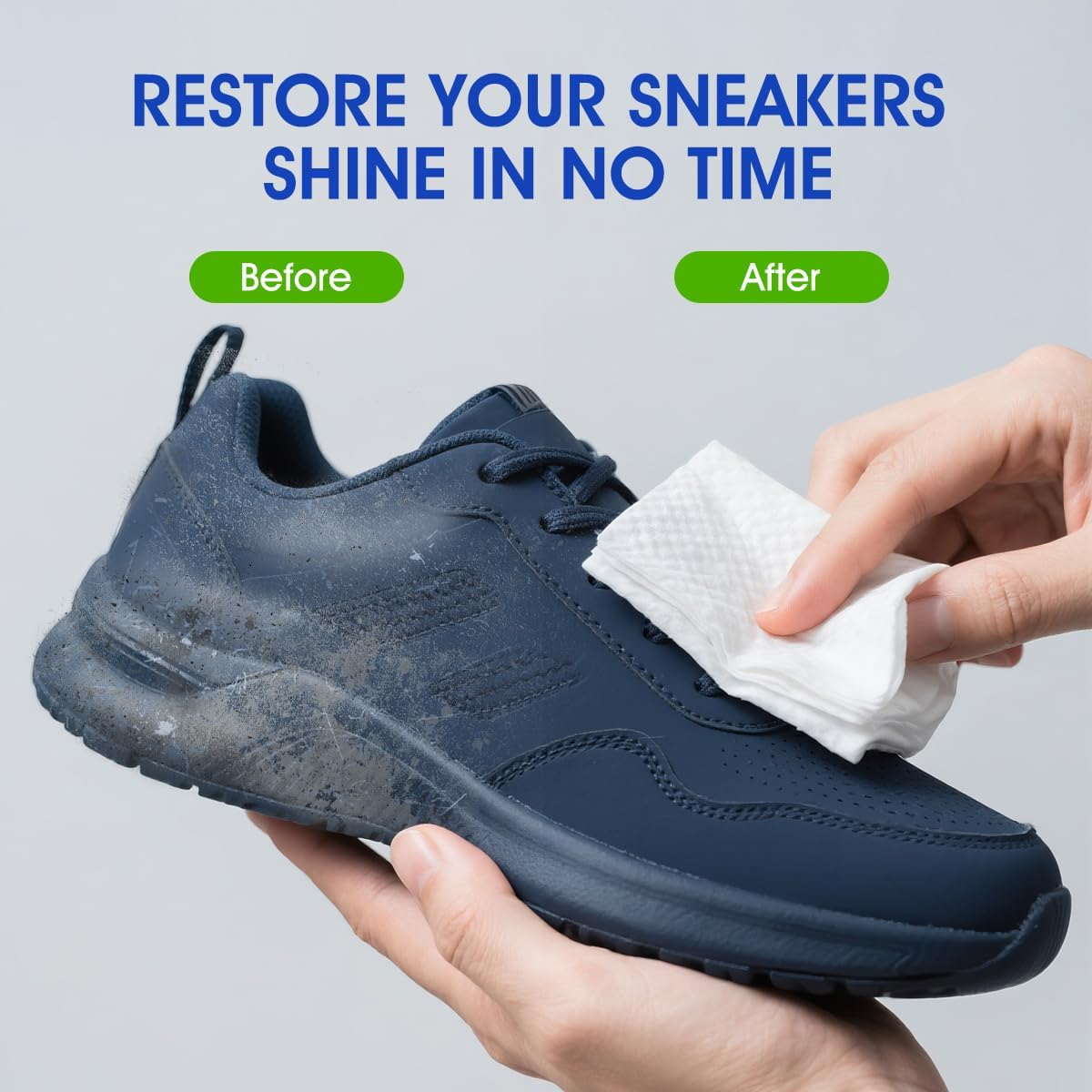 AROIC 50 Pack Shoe Cleaner Wipes, Sneaker Quick Wipes Heavy Duty Stain Removal for Leather, Febric, Canvas & Mesh, Travel Portable Single-Use Cleaning Wet Wipe, Essential Shoe Cleaning Supplies image number 2