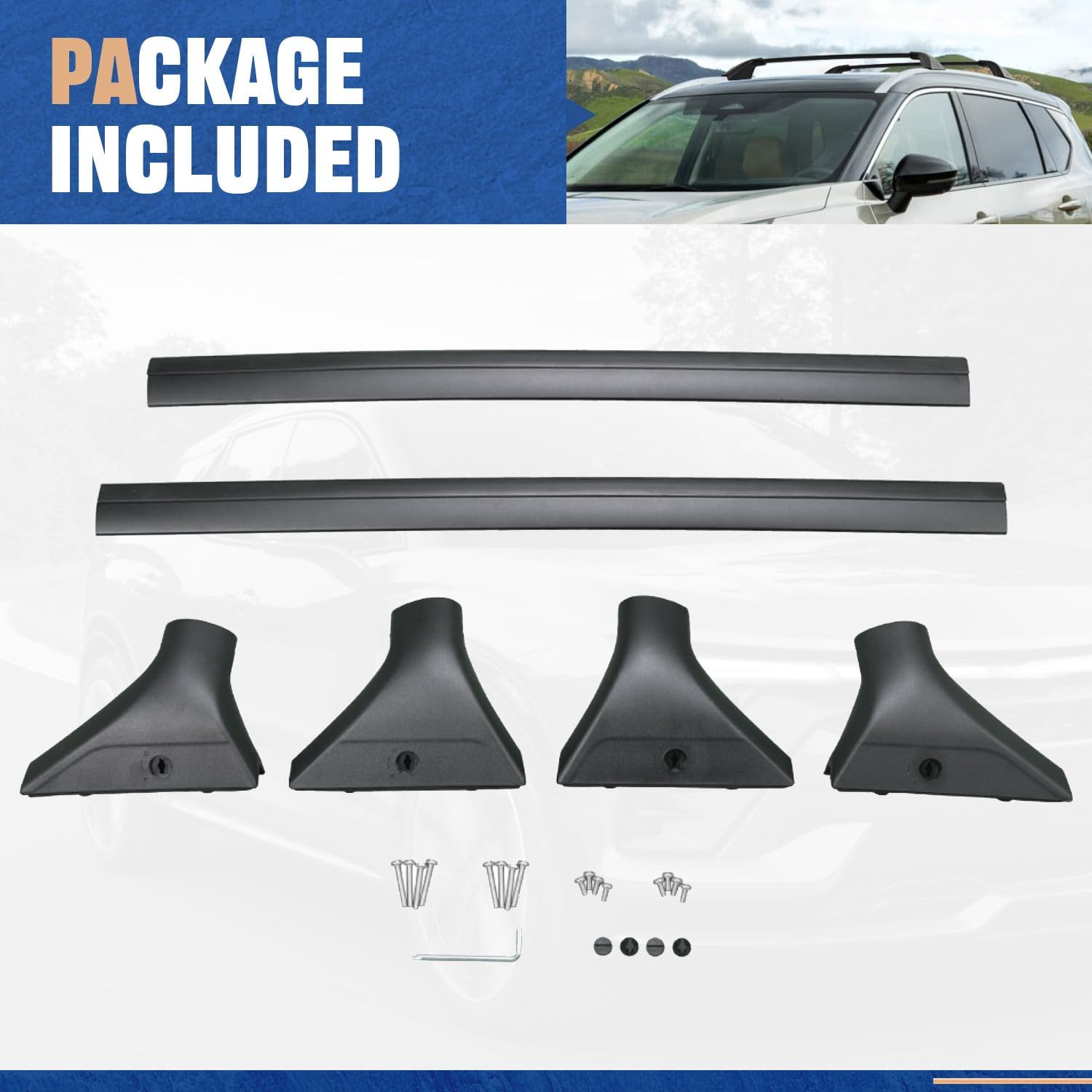 &lrm;AUXPACBO Cross Bar Fit for Nissan Rogue 2021 2022 2023 2024 2025 SV SL Platinum with Roof Rail Roof Rack Crossbars Rooftop Luggage Cargo Carrier for Canoe Kayak Bike image number 3