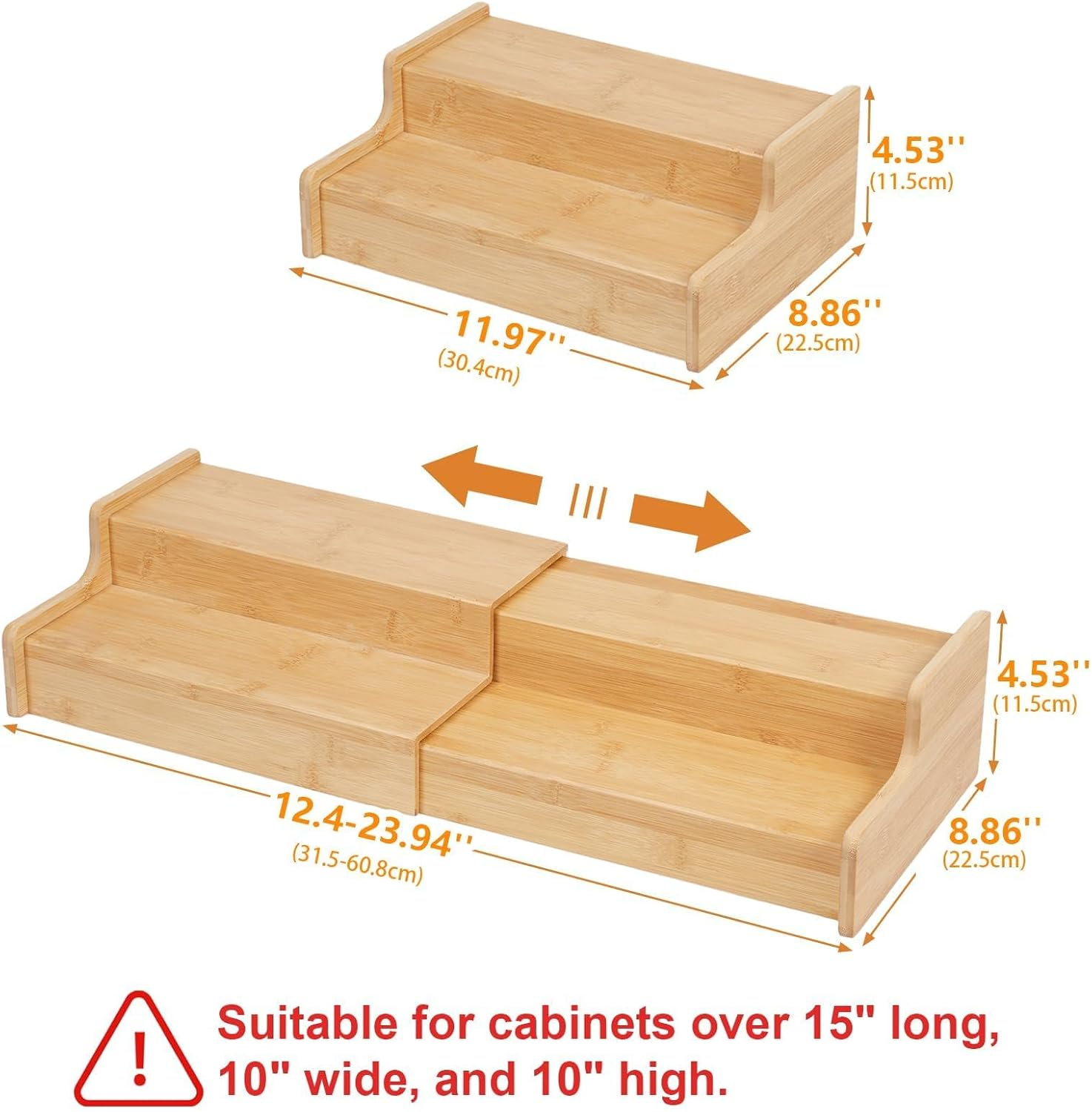 Spice Rack Kitchen Cabinet Organiser, 2-Tier Expandable Mug Organizer, Cup Organizer for Kitchen Cabinets, Bamboo Mug Cup Rack, Multi-Functional Cup Holder Shelf, Coffee Bar, Home