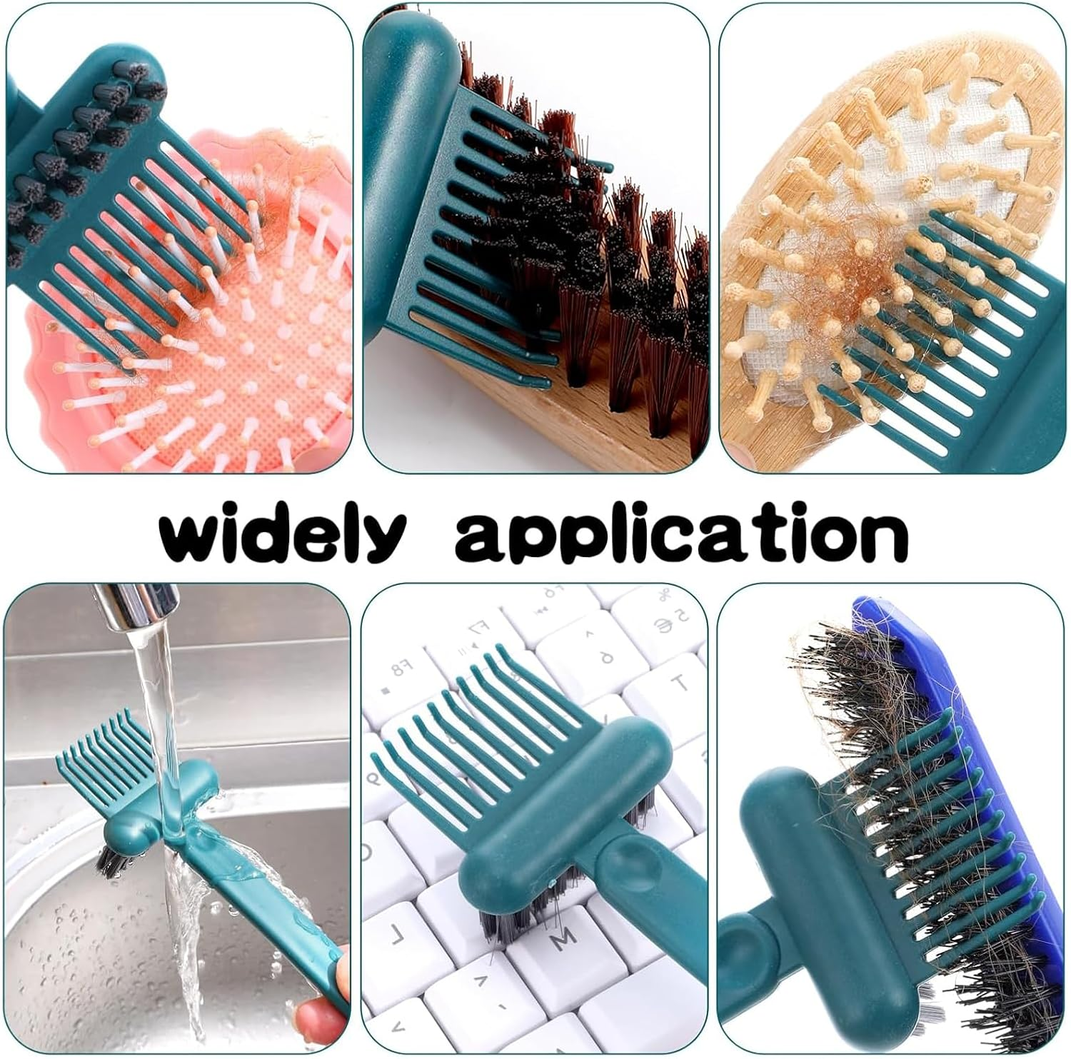 Itadaku 2 PCS Brush Cleaning Tool, 2-In-1 Hairbrush Comb Cleaner, Portable & Effective for Removing Hair & Dust, Small Travel-Sized Brush Cleaner for Home and Salon Use