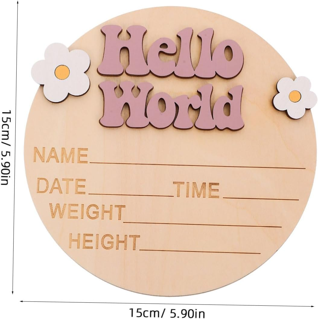 HANABASS Rustic Wood Baby Announcement Sign Flower Decor Newborn Birth Announcement Photo Prop for Nursery Baby Name Sign Card and Welcome