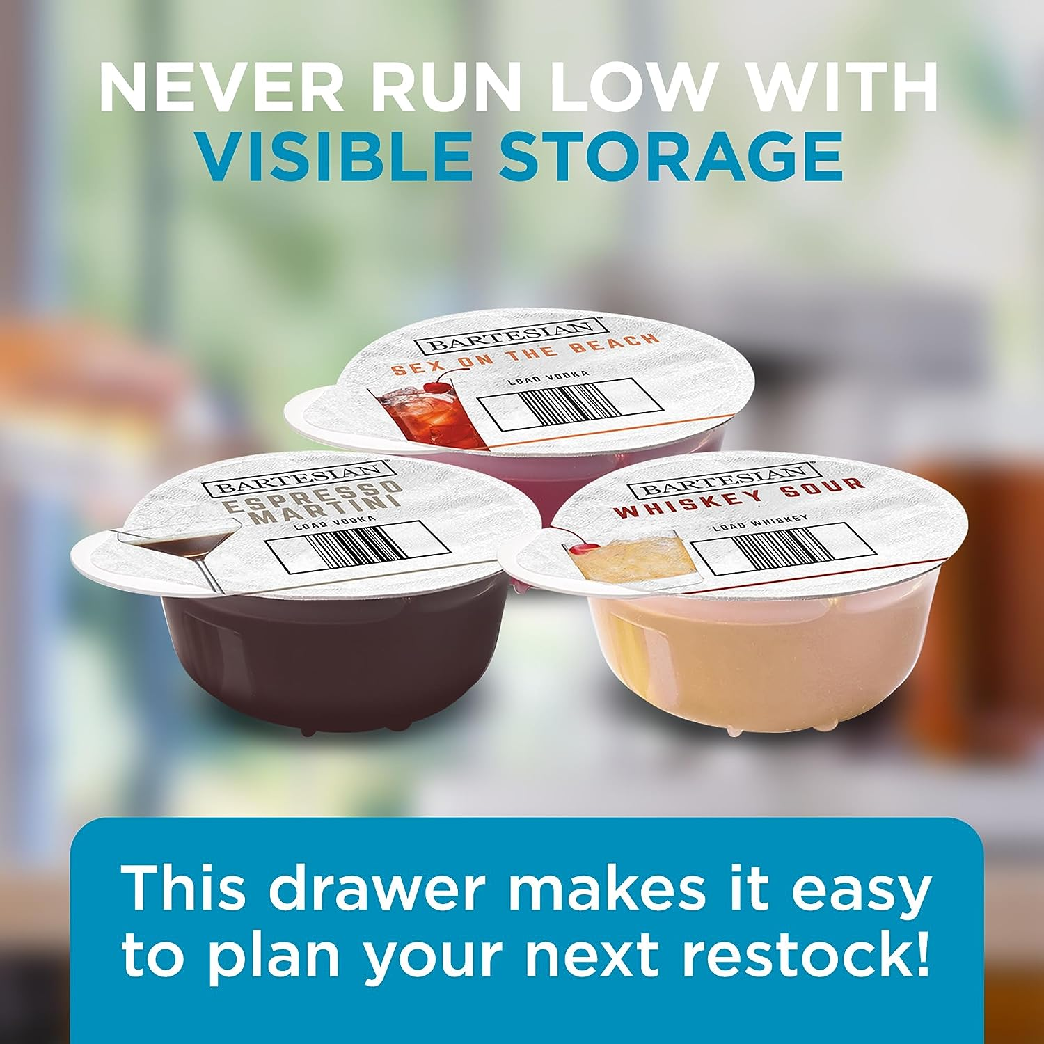 Bartesian Cocktail Capsule Storage Drawer Organizer - Stylish Mixology Cocktails Drink Mixer Holder Dispenser - Home Bar Accessories for Cocktail Maker Machine - Holds up to 36 Capsules image number 1