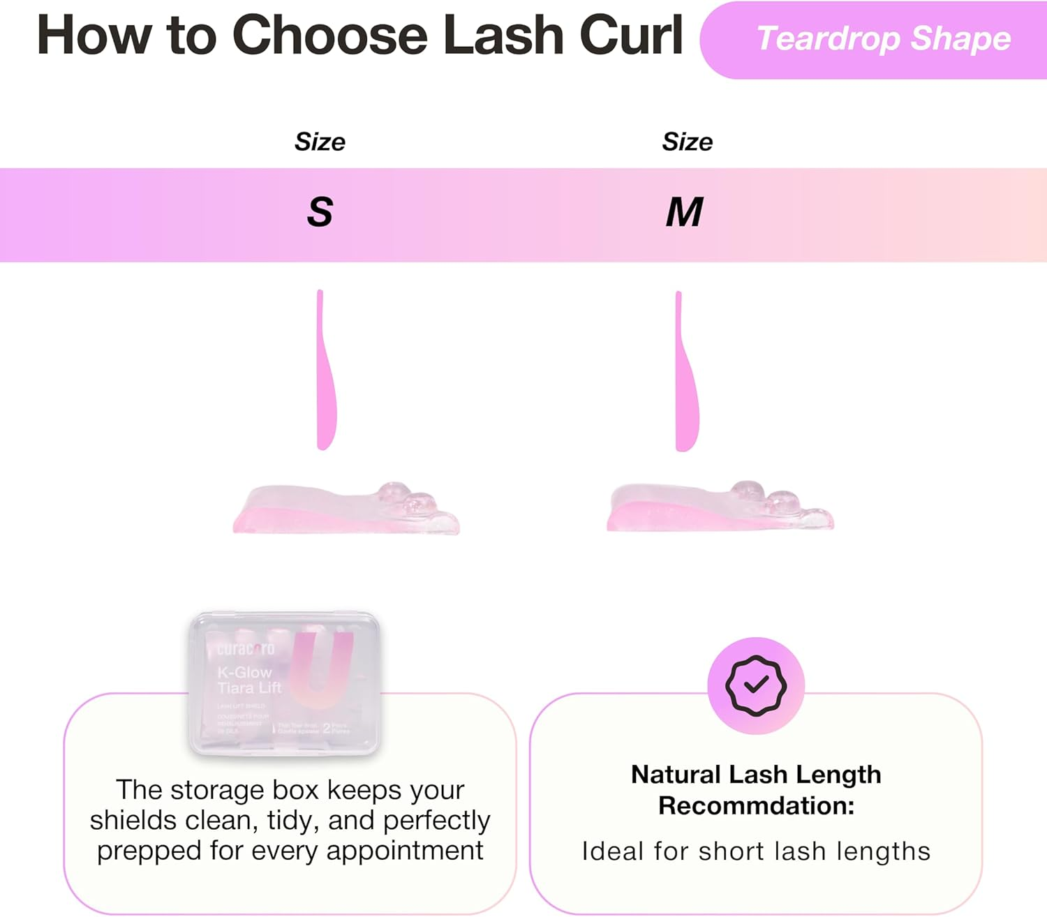 Curacoro Lash Lift Shields, 4 Pcs/2 Sizes Korean Lash Lift Pads Self Adhesive, Lash Lifting Shields for Eyelash Stretching and Curling, Reusable Silicone Lash Rods for Eyelash Perm Lamination image number 6