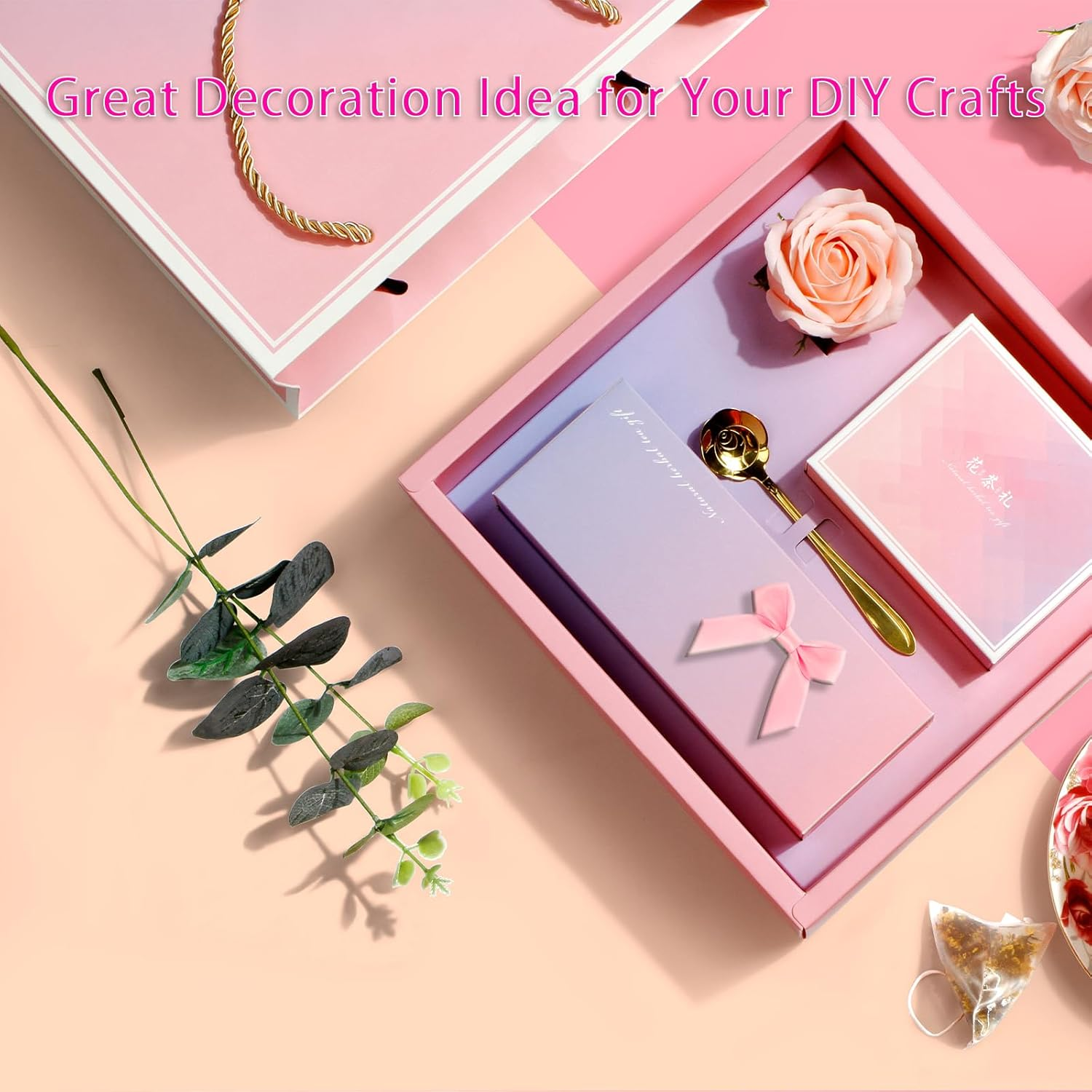 36Pcs Baby Pink Satin Ribbon Bows Self Adhesive Satin Bow with Double-Sided Tape Premade Mini Bow Sticker for Making Crafts Baby Shower Birthday Party Wedding Decorations - White image number 3