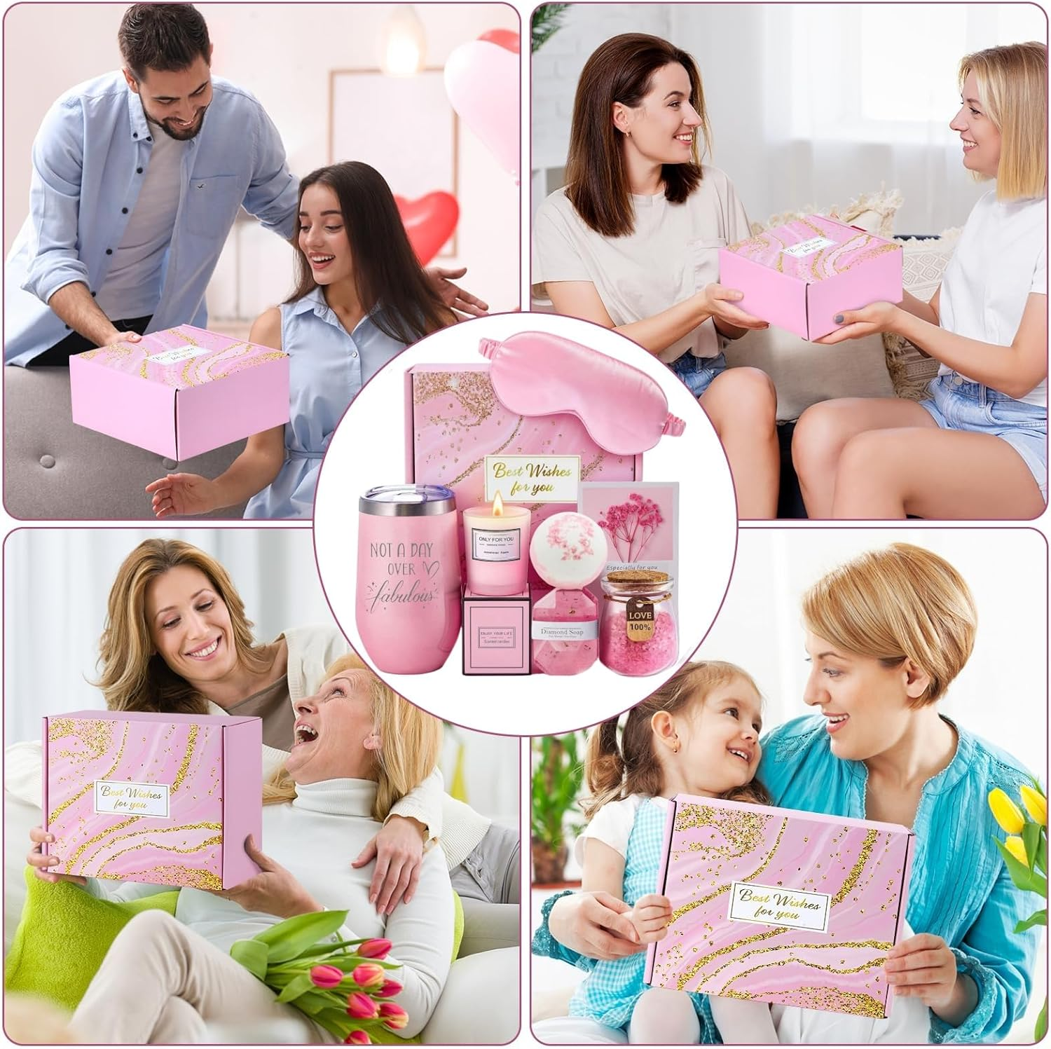Birthday Gifts for Women, Relaxing Spa Gift Box Basket Set，Unique Birthday Gifts for Women, Mom, Wife, Girlfriend, Sister, Her, Best Friend,Colleague,Christmas, Valentine'S Day, Mother'S Day Gift Basket (Pinks) - Pinks image number 6