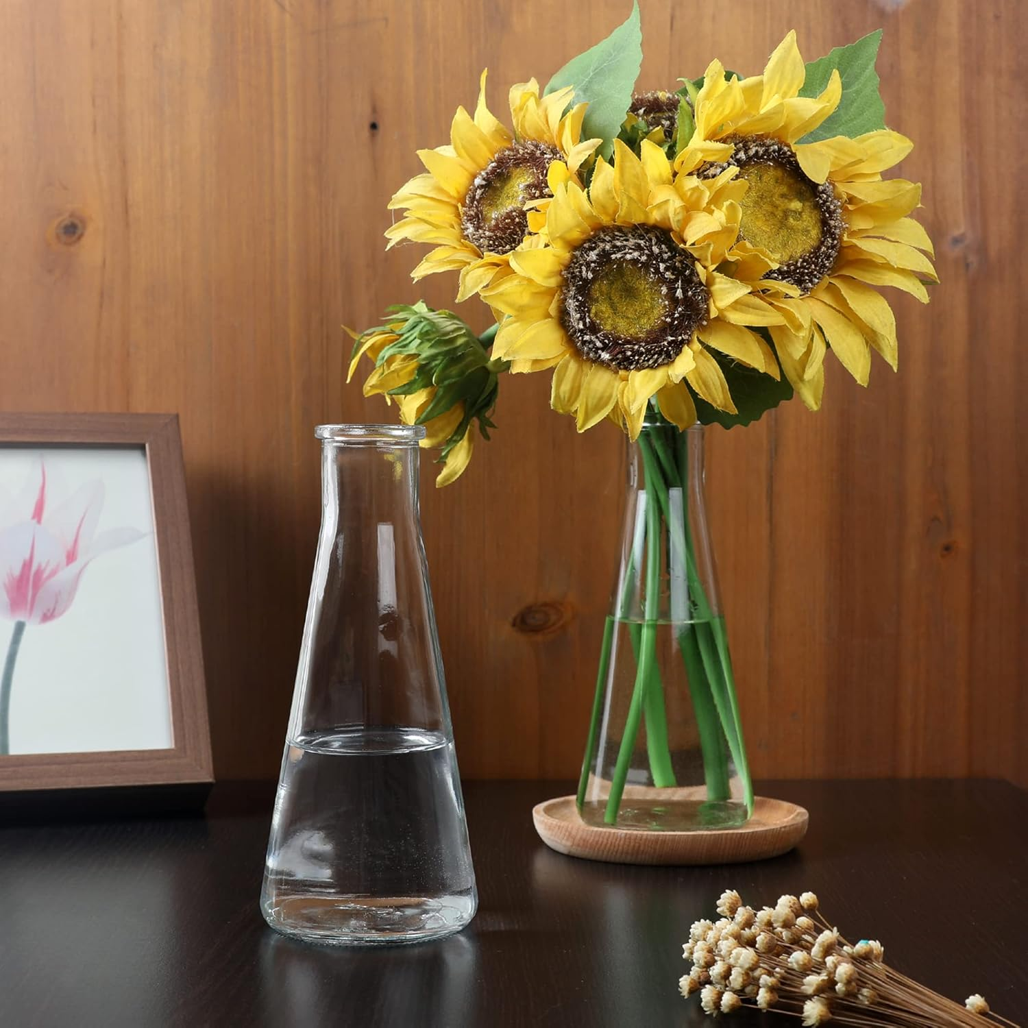 Magic Season Decorative Glass Bottles with Cork Stoppers (350 Ml Tapered Bottles / 2 Pcs)