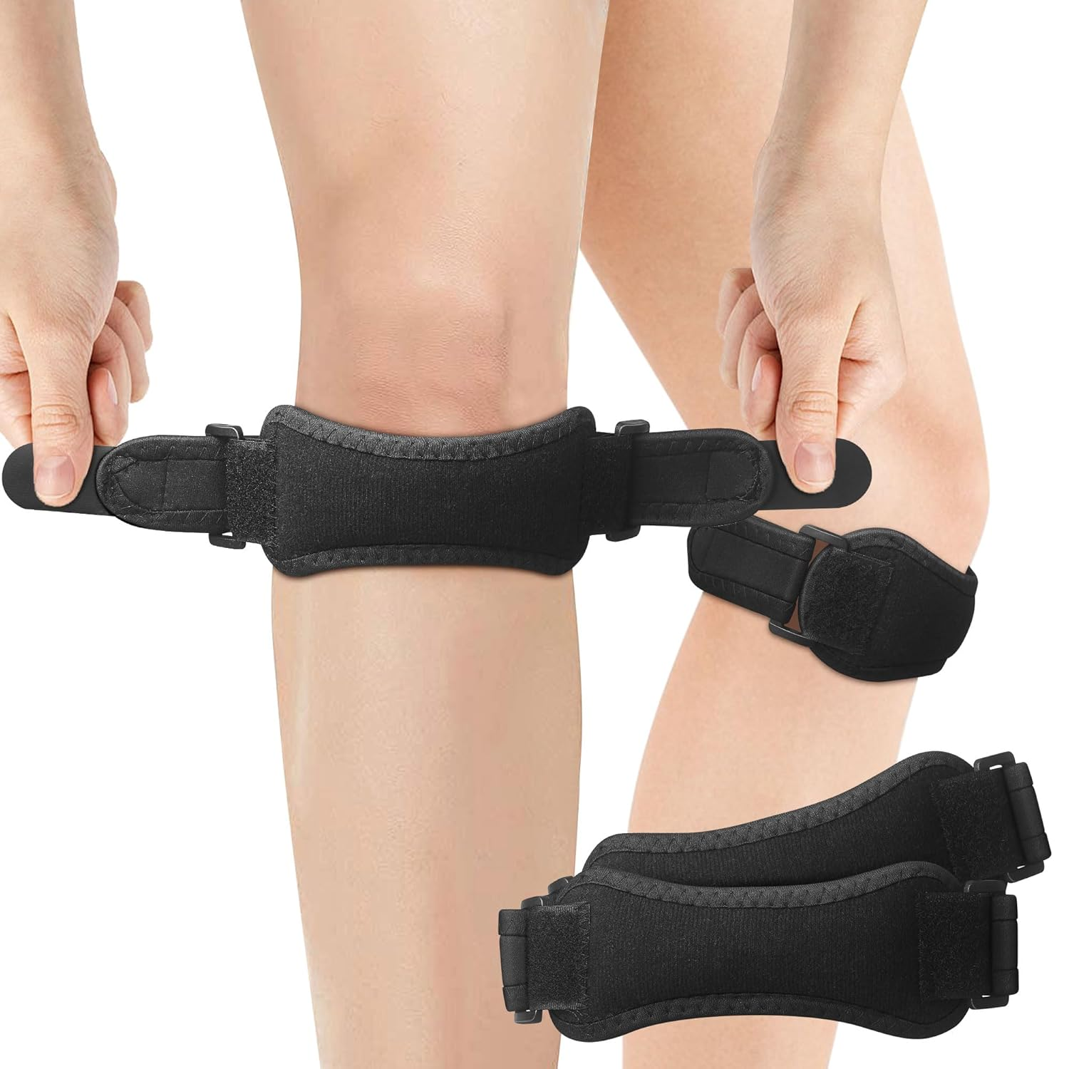 2 Pack Knee Braces for Women and Men, Knee Pain Relief Support Brace Hiking, Patella Knee Support Strap, Basketball, Running, Hiking, Tennis image number 2