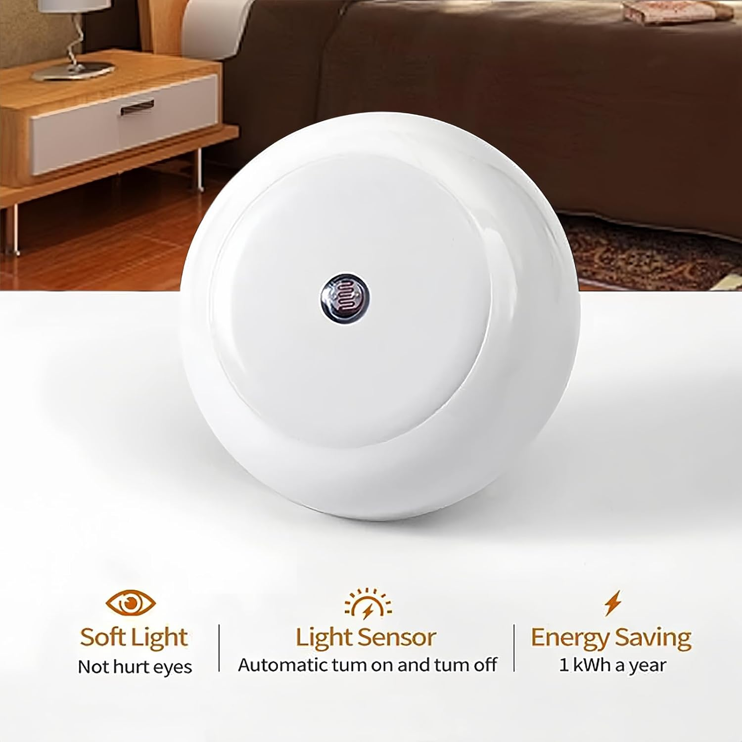 4 Pack Plug in Night Lights, Circular Smart Night Light, Bedroom, Living Room, Kitchen, Staircase Plug-In Wall Light, Amber Light Smart Home Light (Au) image number 4