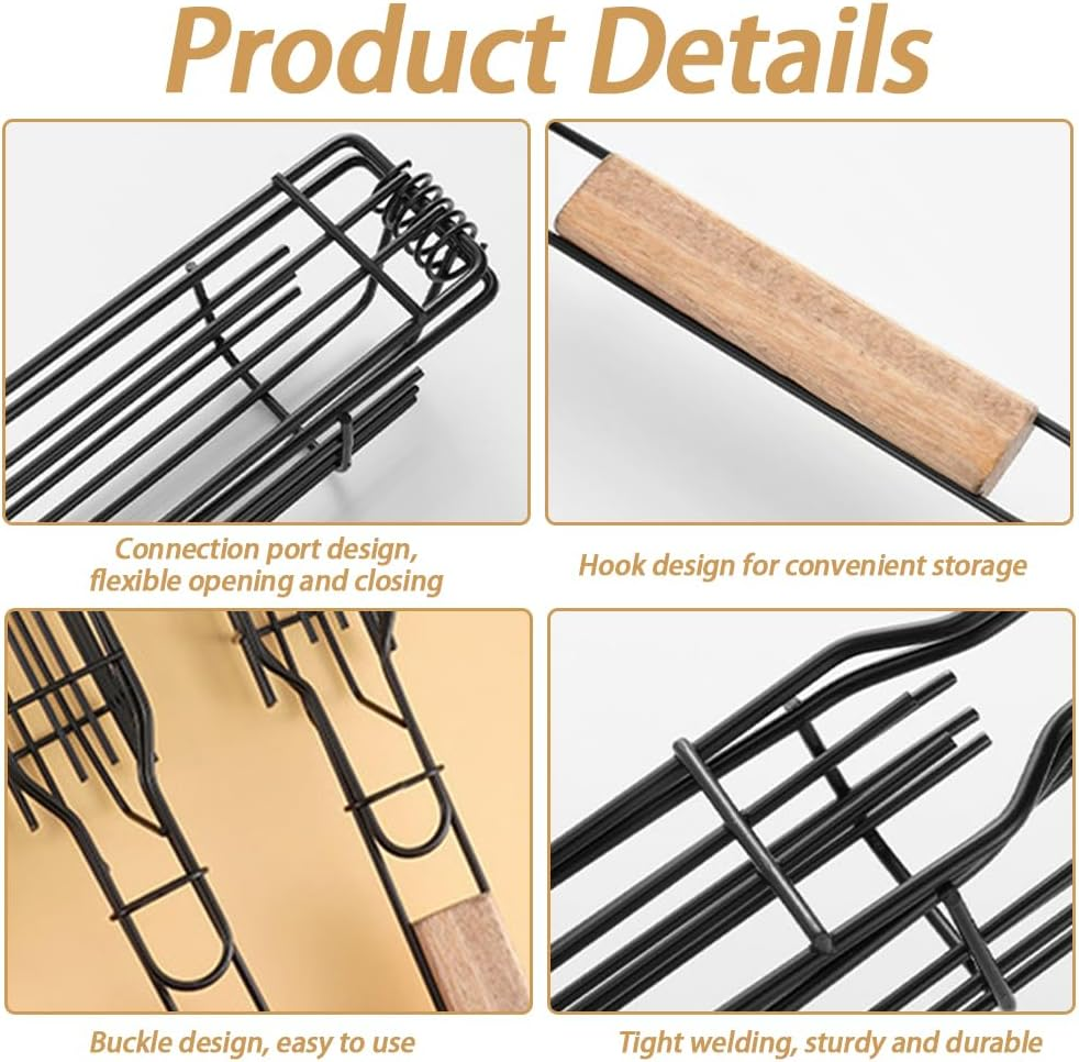 2 Pack Non-Stick Single Kabob Baskets, Barbecue Grill Basket，Bbq Square Grill Mesh with Long Wooden Handle for Fish Vegetable Sausage Meat image number 1