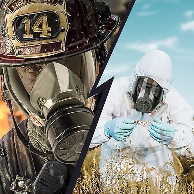 Full Face Gas Mask, Gas Masks Survival Nuclear and Chemical with 40Mm Activated Carbon Filter, Reusable Respirator Mask for Gases, Vapors, Dust, Chemicals