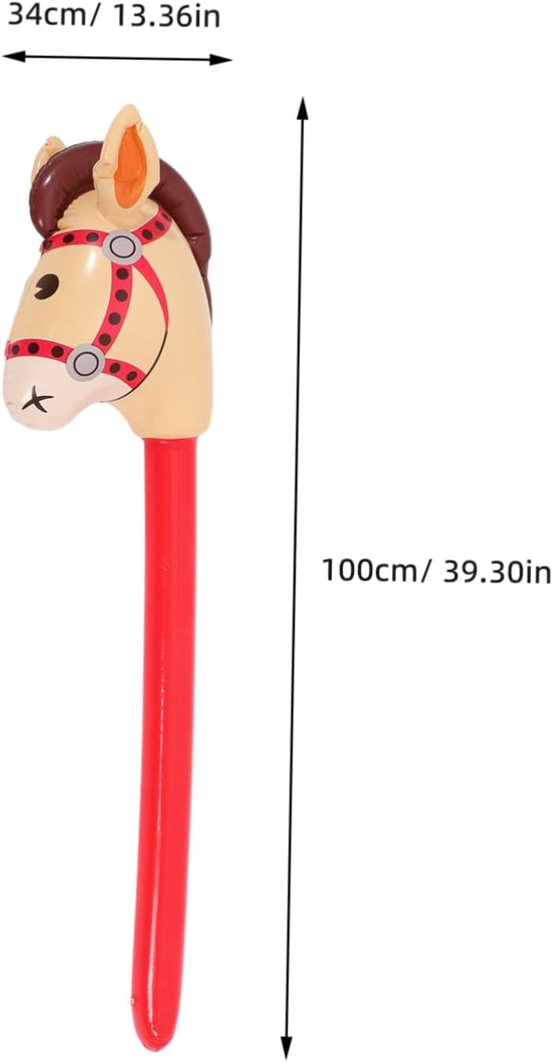 3Pcs Animal Long Stick Blow up Horse Stick Horse Stick Toy Hobby Horse Inflatable Stick Toy Wheel Inflatable Stick Horse Animal Inflates Base Inflatable Animals Stick Horse Toy PVC