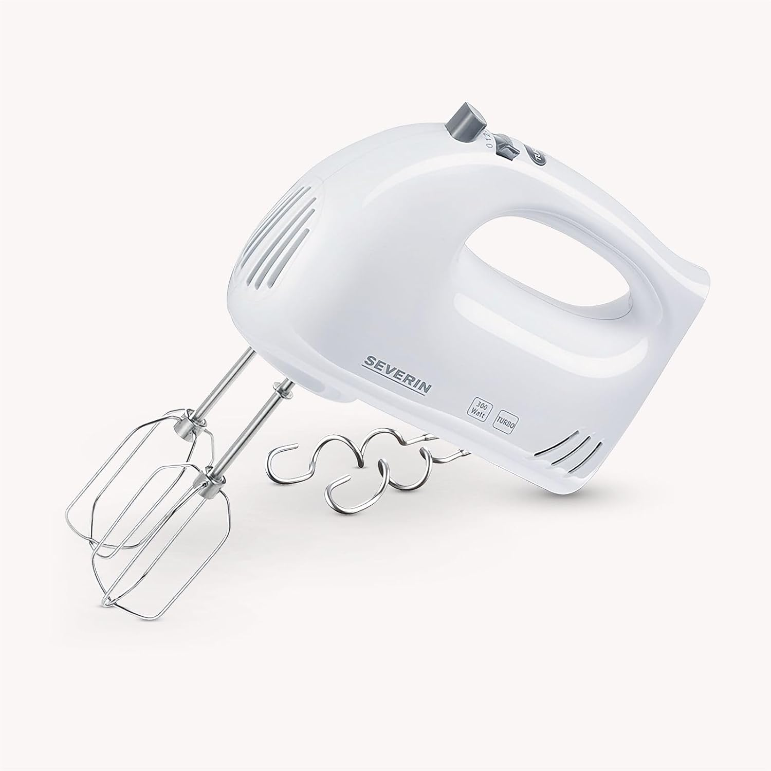 SEVERIN HM 3820 Hand Mixer, 5 Speed Levels, Turbo, Stainless Steel Whisks & Dough Hooks, White image number 5