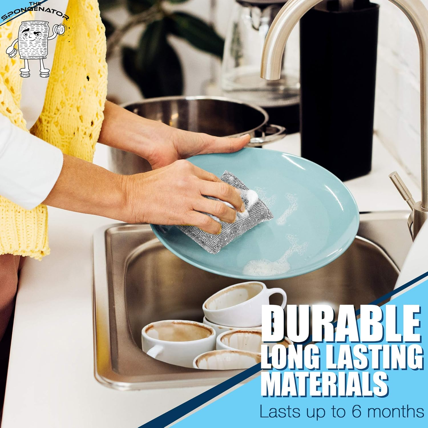 Kitchen Scrubbing Sponges - Heavy Duty Non-Scratch Scrubbing Cleaner Sponges in 1 Color - Multi-Surface Non-Metal Dish Scouring Scrubbers for Fast Cleaning (12)