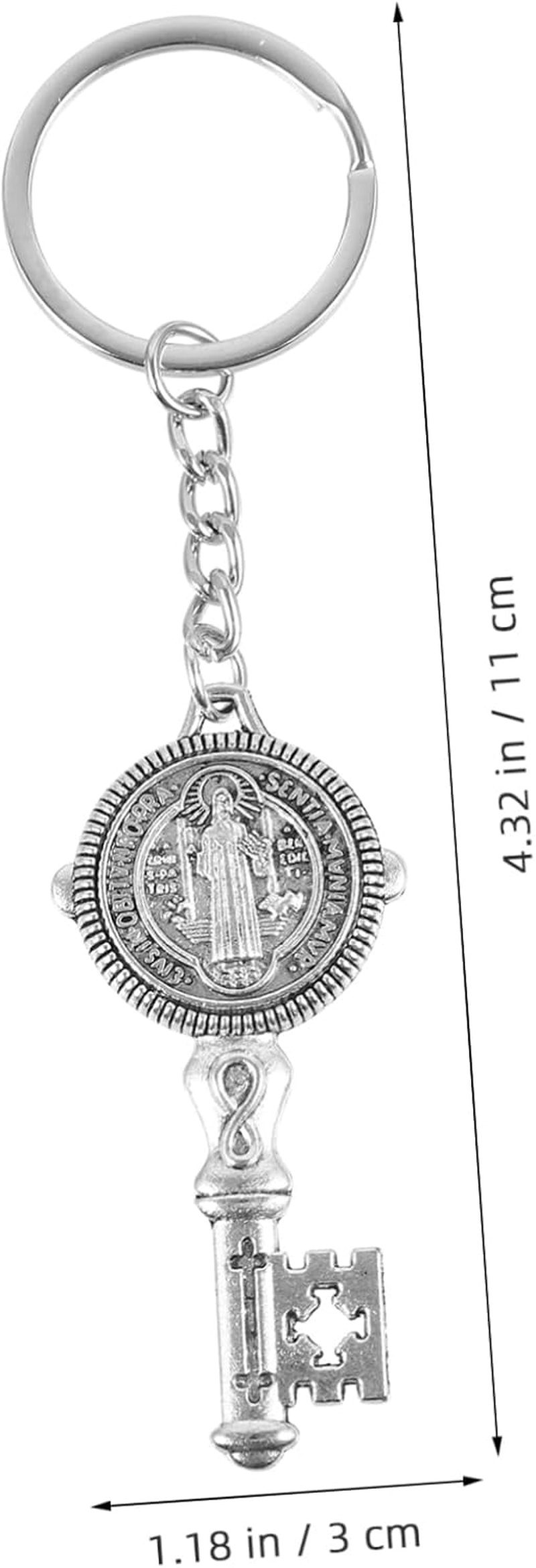 Key Chain Religious Keychain Charm Feng Shui Keychain St Benedict Medals Cross Crucifix Key Ring Key Shaped Handbag Charms Crucifix Back Keyring Metal image number 5